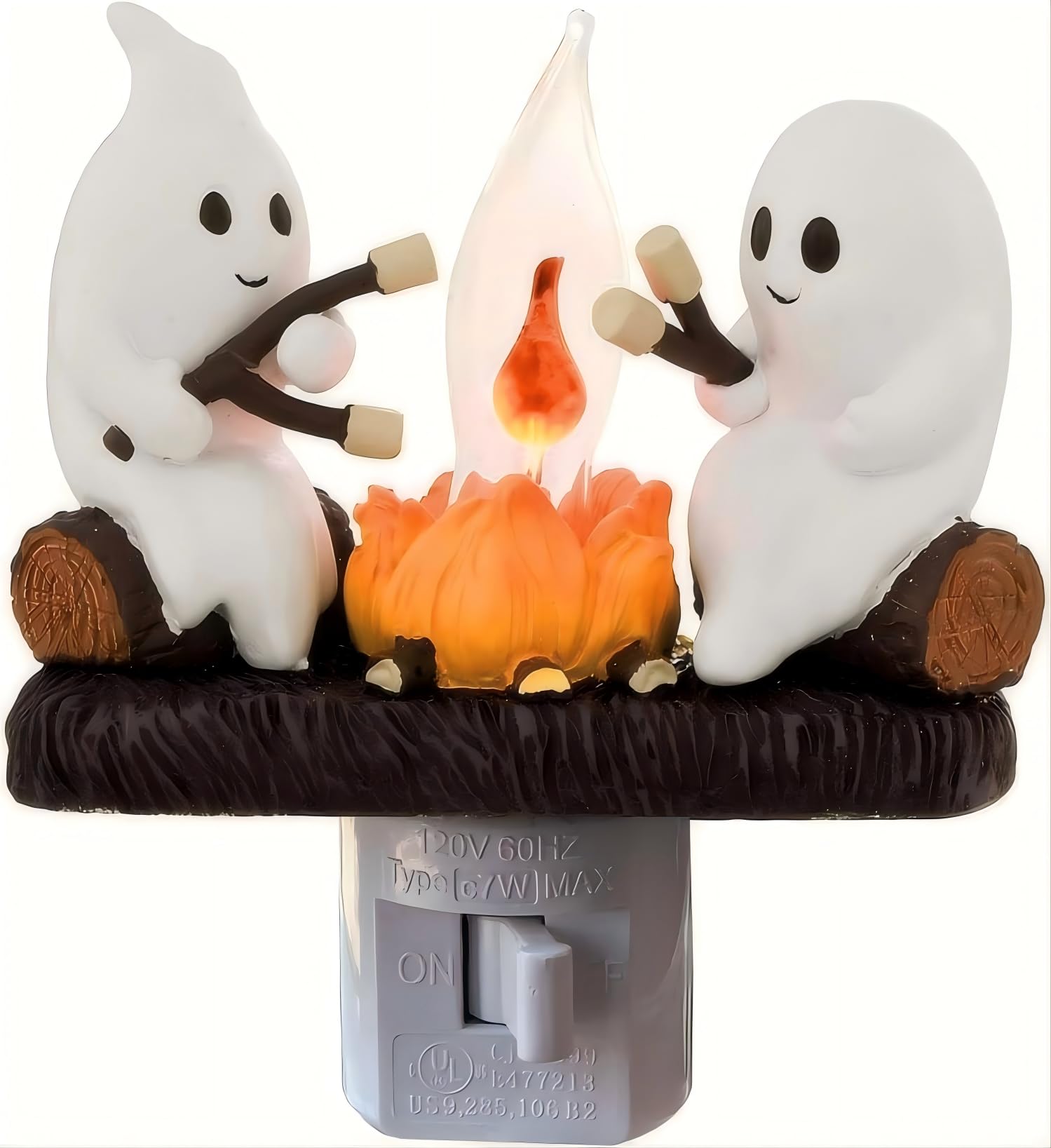 nlaa Ghost Campfire Nightlight,Halloween Campfire Flickering Night Light,3D Spooky Fire Marshmallow Night Light for Halloween De