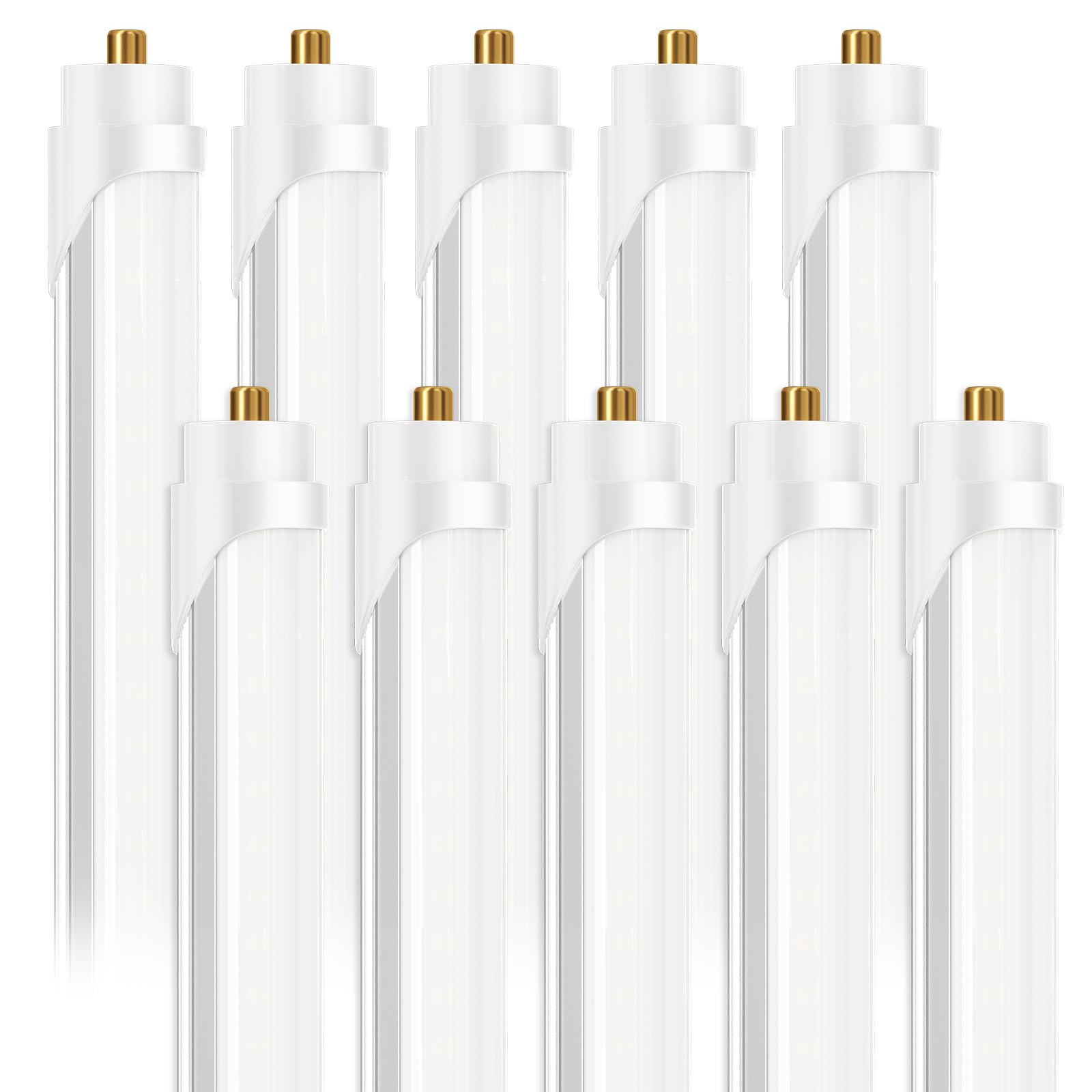 Onlylux 8Ft Led Tube Light, 10 Pack, 6500K Daylight, Milky Cover, F96T8/F96T12 Replacement, 100W Fluorescent