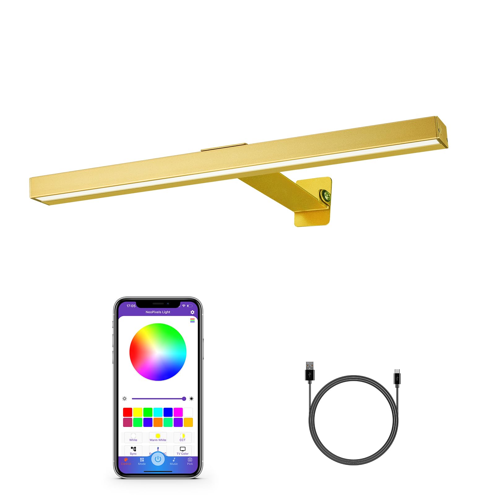 MIOBLUE LED Picture Light with App Control, 16in Battery Painting Display Lamp with APP Music Sync Dynamic Modes Artwork Light f