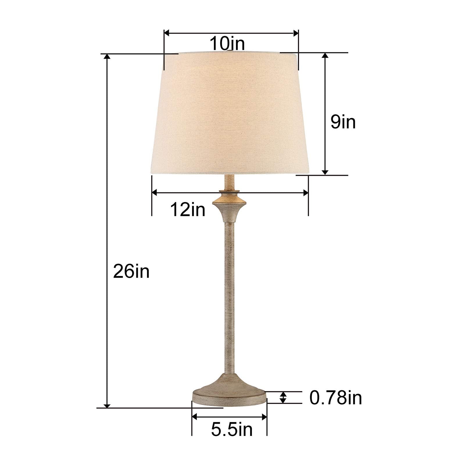 Maxax Farmhouse Buffet Table Lamps Set of 2, 26in Brown Metal Base with Oatmeal Fabric Shade for Living Room, Office, Kids Room