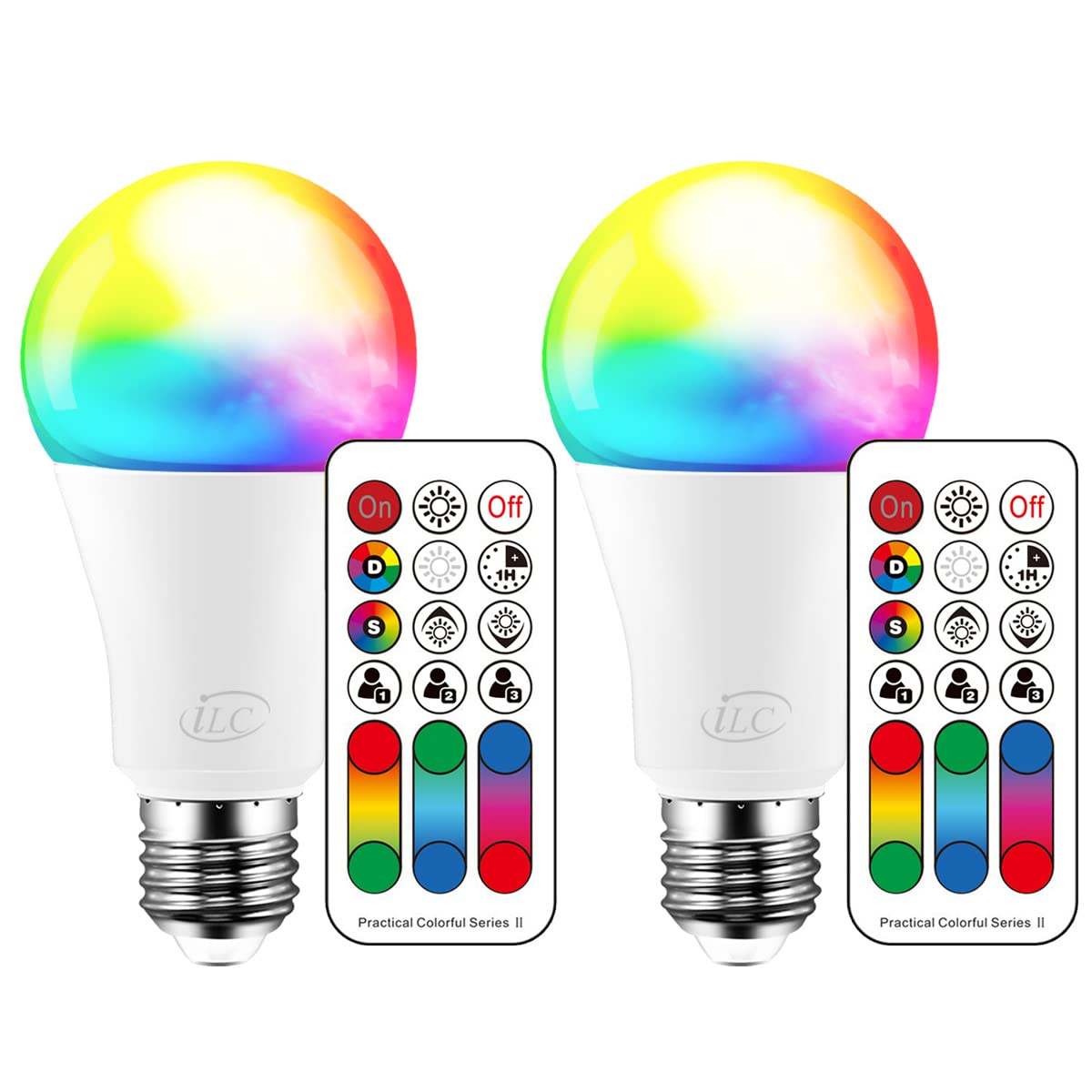 Ilc Color Changing Led Light Bulb, 120 Colors, 2700K Warm White, 70 Watt Equivalent, Diy Strobe, Rgb With Remote Control, Led 10