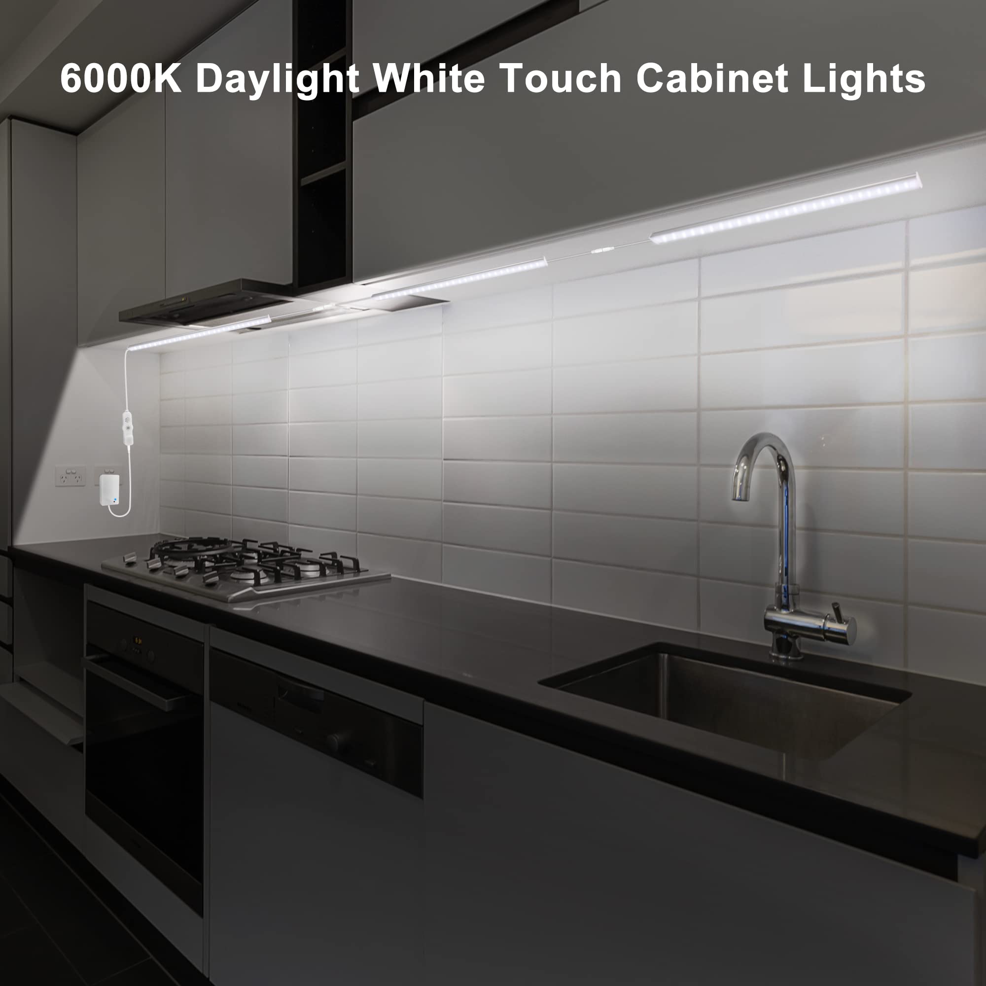 Maylit Under Cabinet Lights, 6 Pcs 12" Dimmable Daylight White Lighting, Metal, Super Bright for Kitchen, Counter, Desk