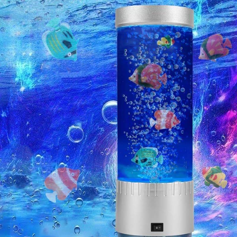 Bubble Fish Lamp with Color Changing Relaxing Mood Light Gift with USB Fish Aquarium for Home Office Table Room Decor Gifts for 