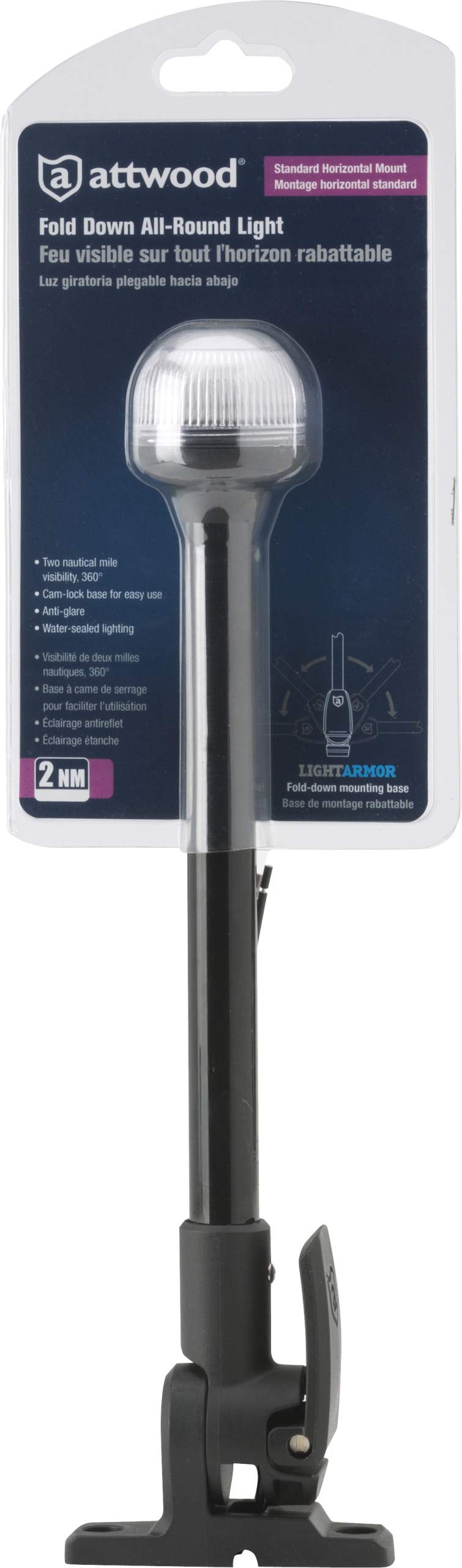 Attwood 5358-P12-7 Folding All-Round Incandescent Pole Light 12”