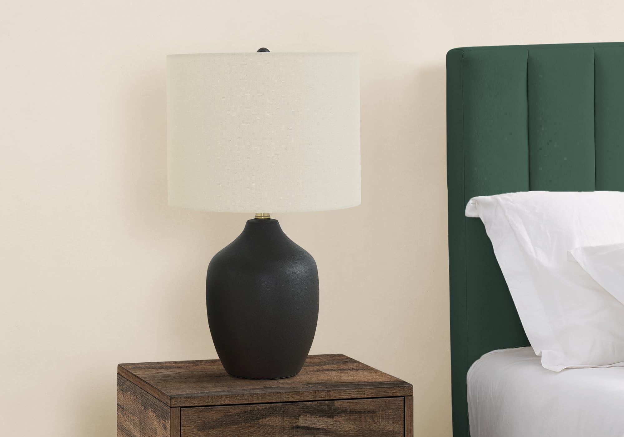 Monarch Specialties I 9708 Lightingtable Lamp, Black Ceramic, Ivory/Cream Shade, Transitional