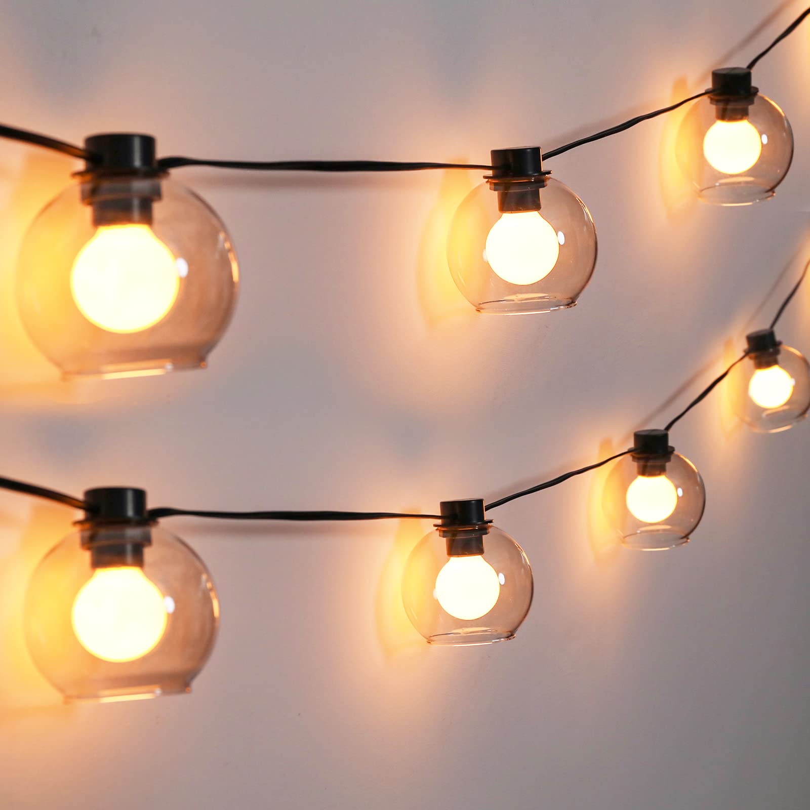 Afirst Lantern String Lights Glass Globe Bistro Light With 10 Led Bulbs Waterproof Connectable Hanging Patio Lights For Indoor P