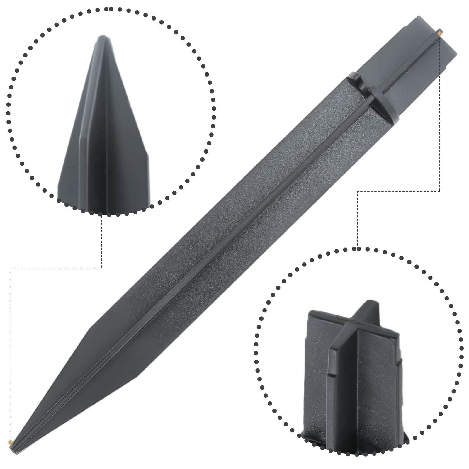 Cionyce 8PCS Black ABS Plastic Solar Pathway Light Stakes, 8.25 Inch Replacement for Garden and Pathway Lamps, 0.85 Inch Head Mounting Diameter