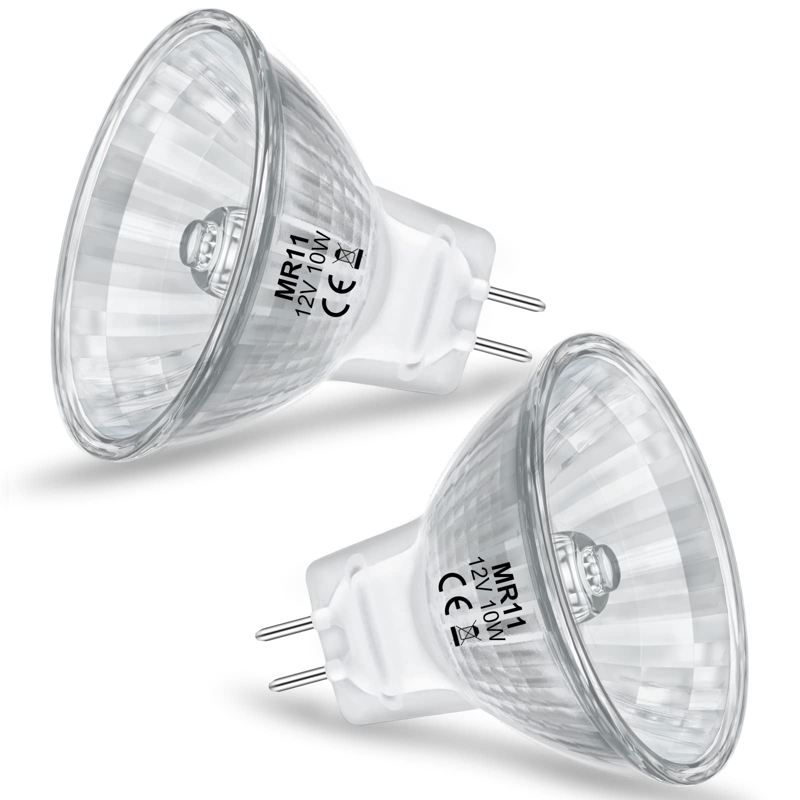 DUMILOO MR11 Halogen Light Bulbs 12V 10W Dimmable GU4 Bi-Pin Warm White Glass 2 Pack