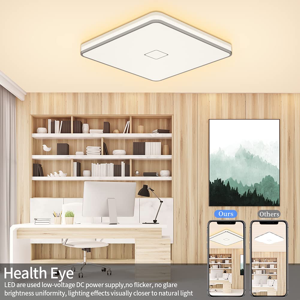 Airand Led Ceiling Light Flush Mount 24W 12.6 Inch Square Led Ceiling Lamp With 240Pcs Led Chips Without Flicker, 2050 Lumens, I