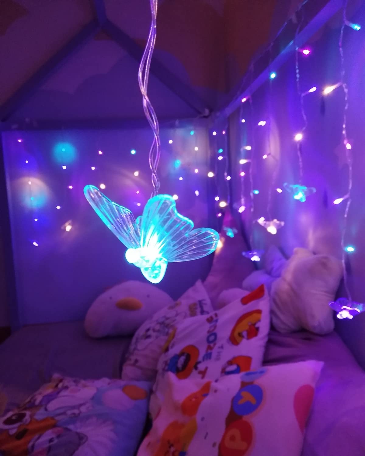 Butterfly Fairy Lights for Bedroom Curtain Lights Twinkle Pastel Cute String Lights Led Hanging for Kids Girls Room for Wall Bed
