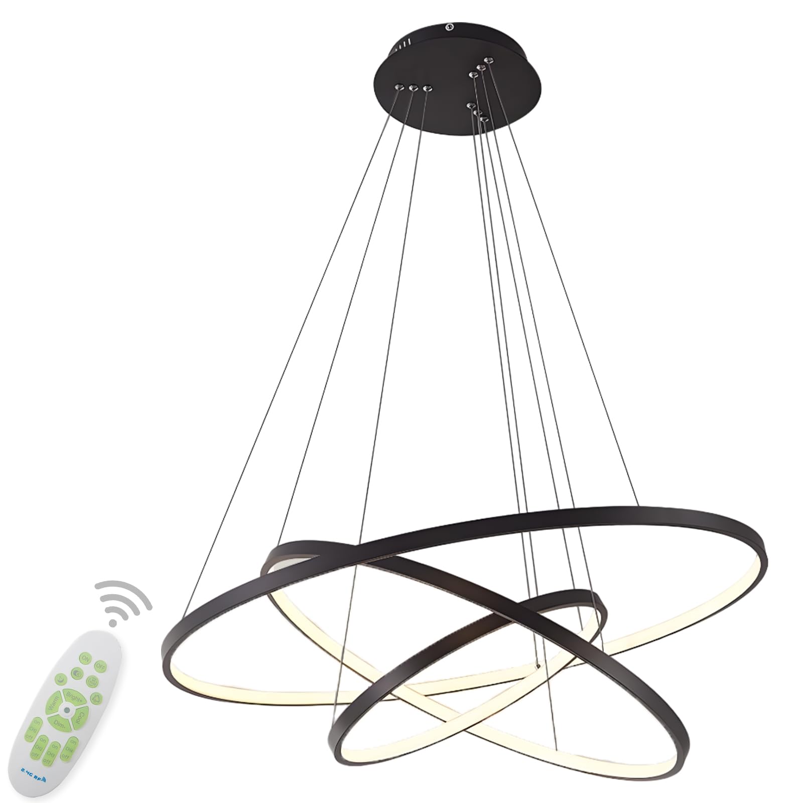LightInTheBox Modern LED Chandelier 3 Ring Chandelier Dimmable Circular Dining Ceiling Pendant Light for Dinning Room Living Roo