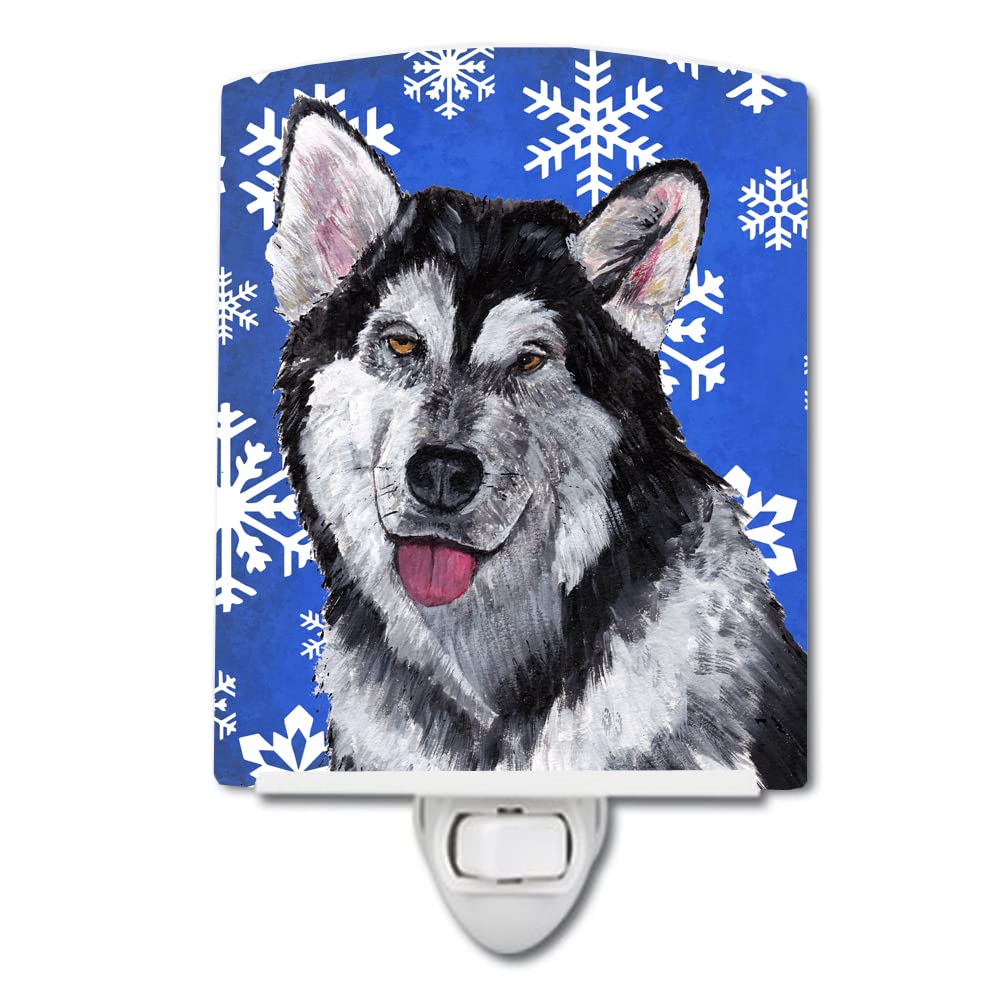 Carolines Treasures Night Light, Alaskan Malamute, Ceramic, 6x4x3in, Multicolor, Model SC9491CNL, UL-Certified for Bedroom, Bathroom