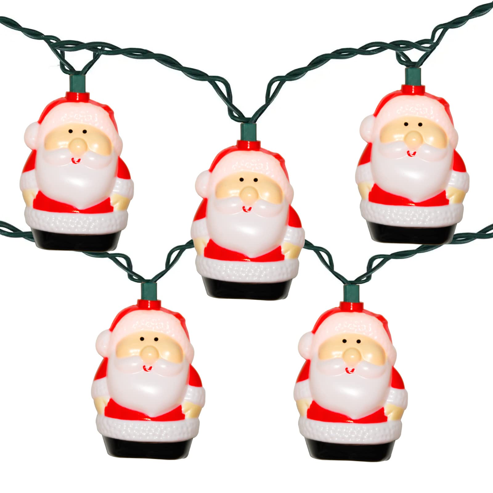 10 Light Santa Head Light Set - 8.5Ft Christmas Santa Claus Decorations String Lights with 10 Santa Claus Decorations Lights, Santa Claus Novelty Fairy Lights for Party Kid's Room Xmas Tree Decor