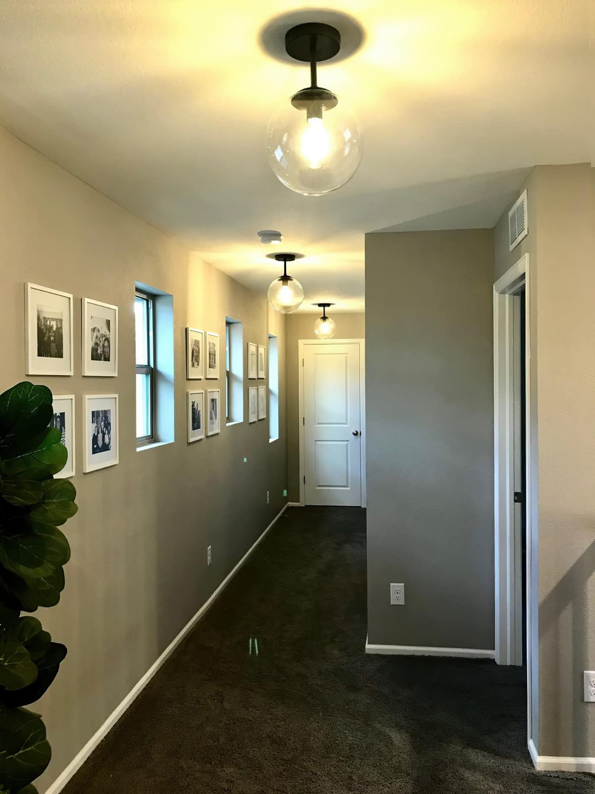 Koko&Yukina Clear Glass Globe Semi Flush Mount Ceiling Light, Matte Black, 8 Inch