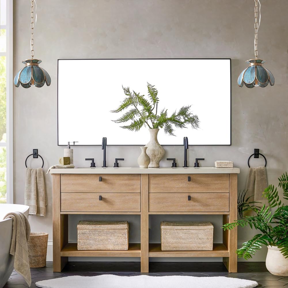 Yifi Mini Lotus Pendant Light Fixture, Vintage Brass Ceiling Pendant Lighting, Lotus Flower Glass Hanging Lamp For Kitchen Islan