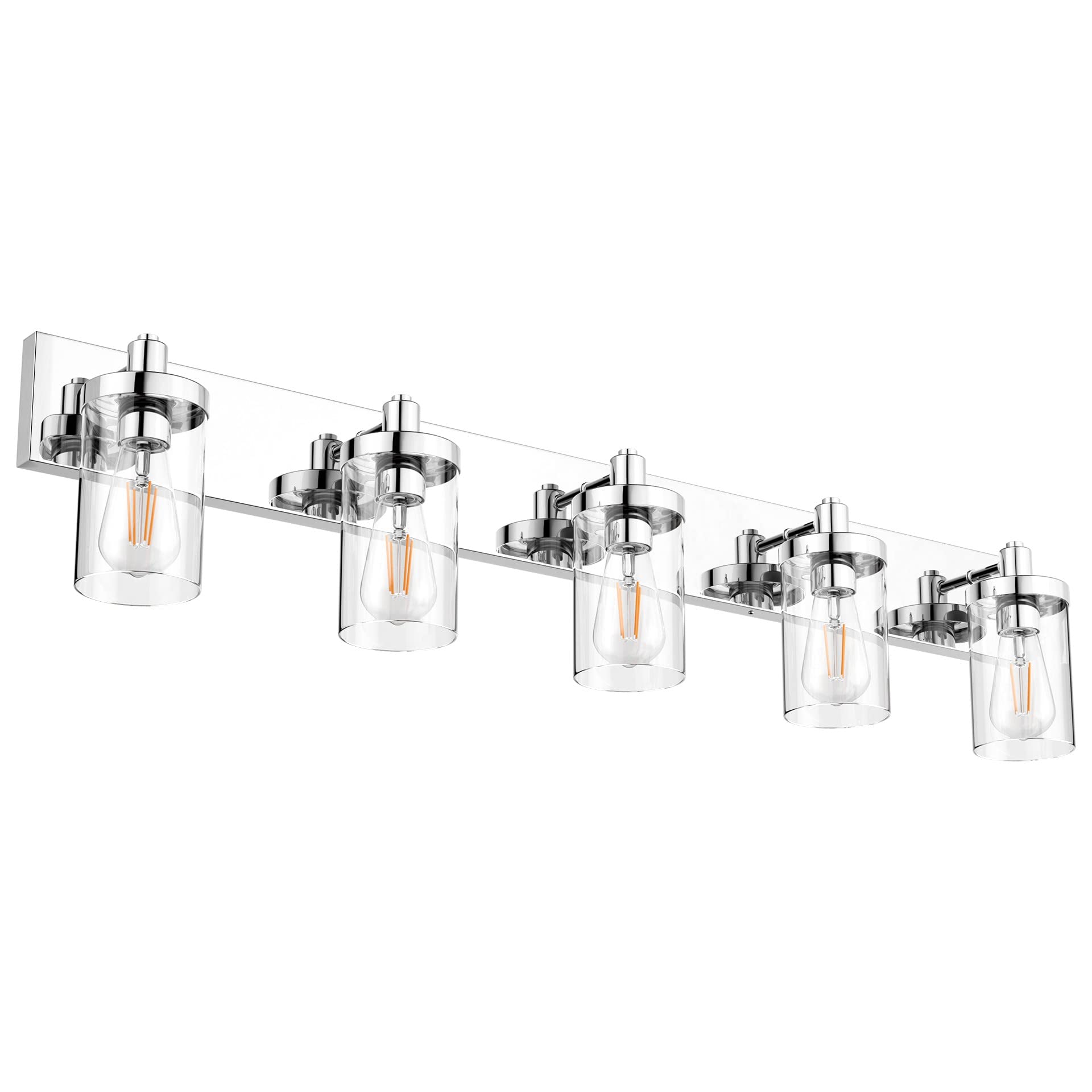 Aipsun Chrome 5-Light Bathroom Vanity Light Fixture, Stainless Steel with Clear Glass Shade, Model GW-1136
