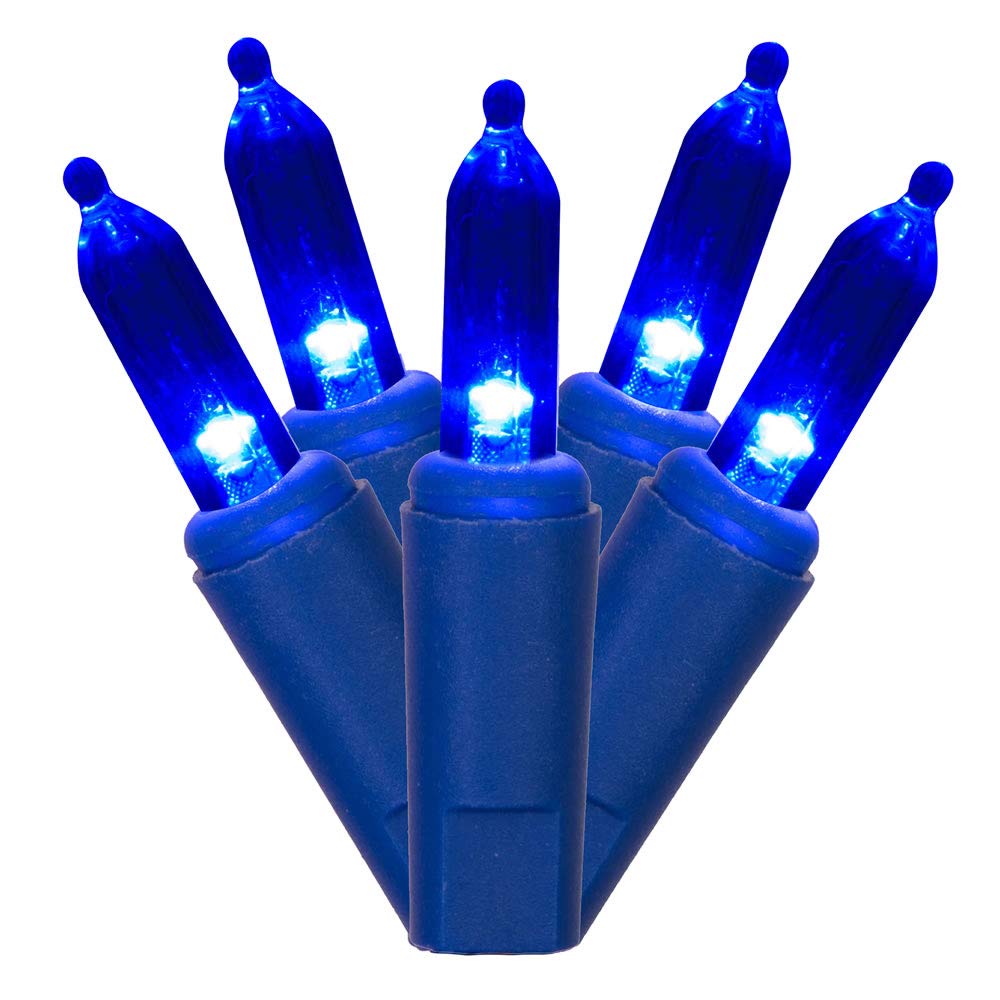 Vickerman LED Christmas Light Strand, 50 Lights, Dura-Lit, Sky Blue Wire, 37, Model 5X9SB501LED