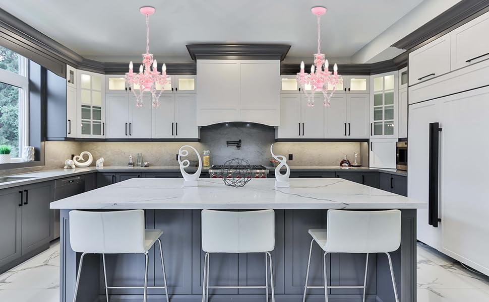 Lalula Mini Chandelier With Acrylic Crystals Pink Chandelier 4 Light Modern Chandelier For Bedroom