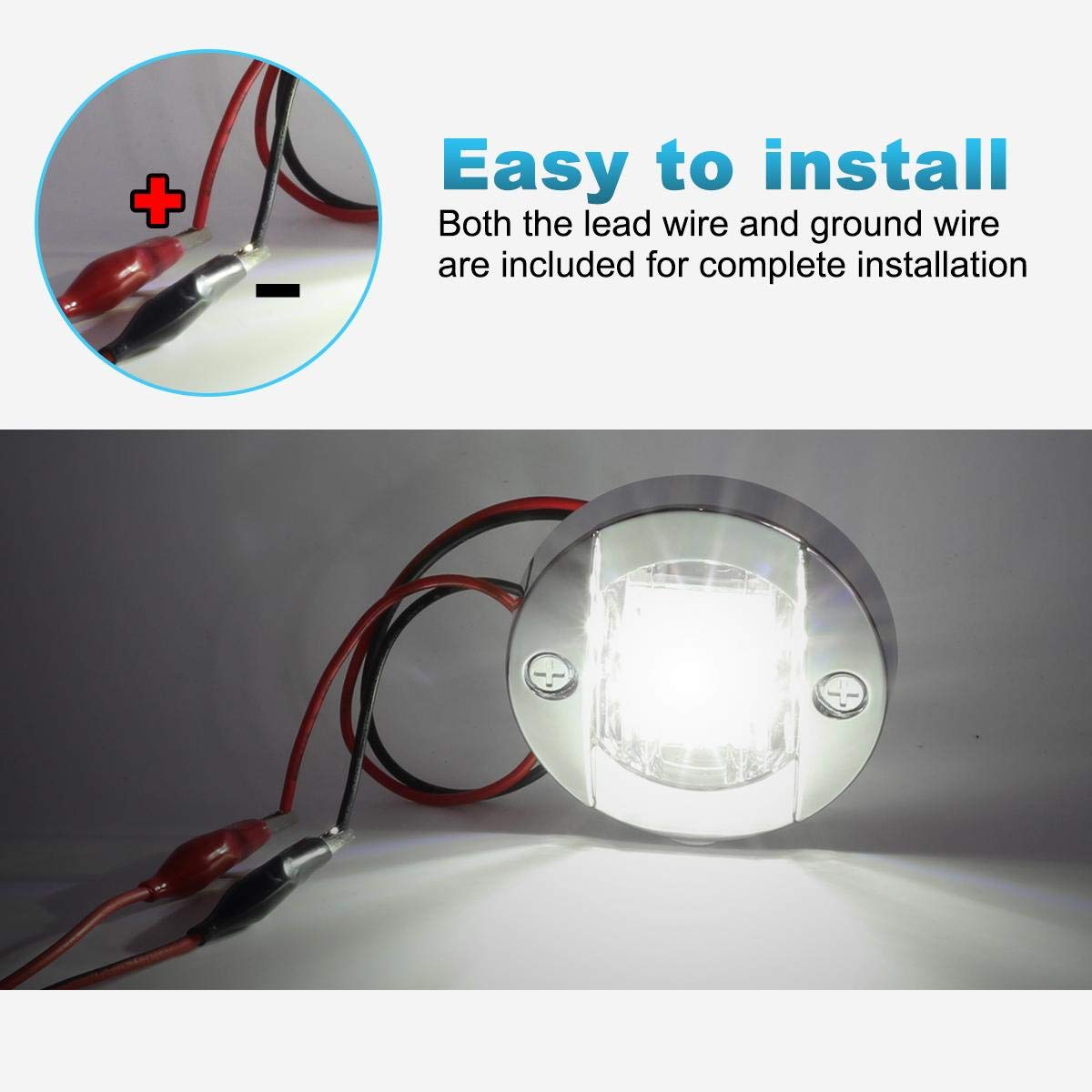 Partsam 3 Waterproof Boat Marine White Led Lights  Courtesy Light  Transom Stern Cabin Lighting For Pontoon Kayak Sailboat  Surface Mount 12V (Pack Of 2)