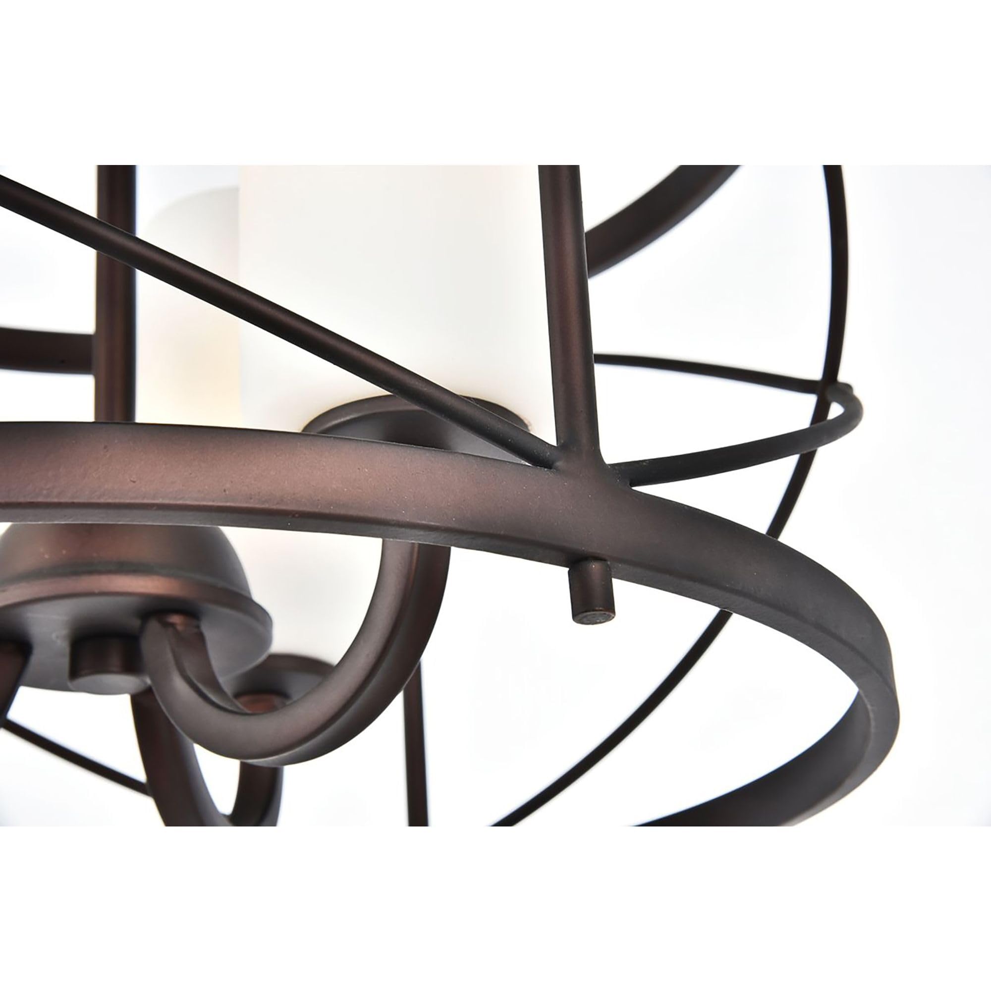 Elegant Lighting Living District Indoor Modern Home Decorative Bright Ceiling Wren Collection Pendant D15.8 H17.3 Lt:3 Dark Copper Brown and Frosted White Finish