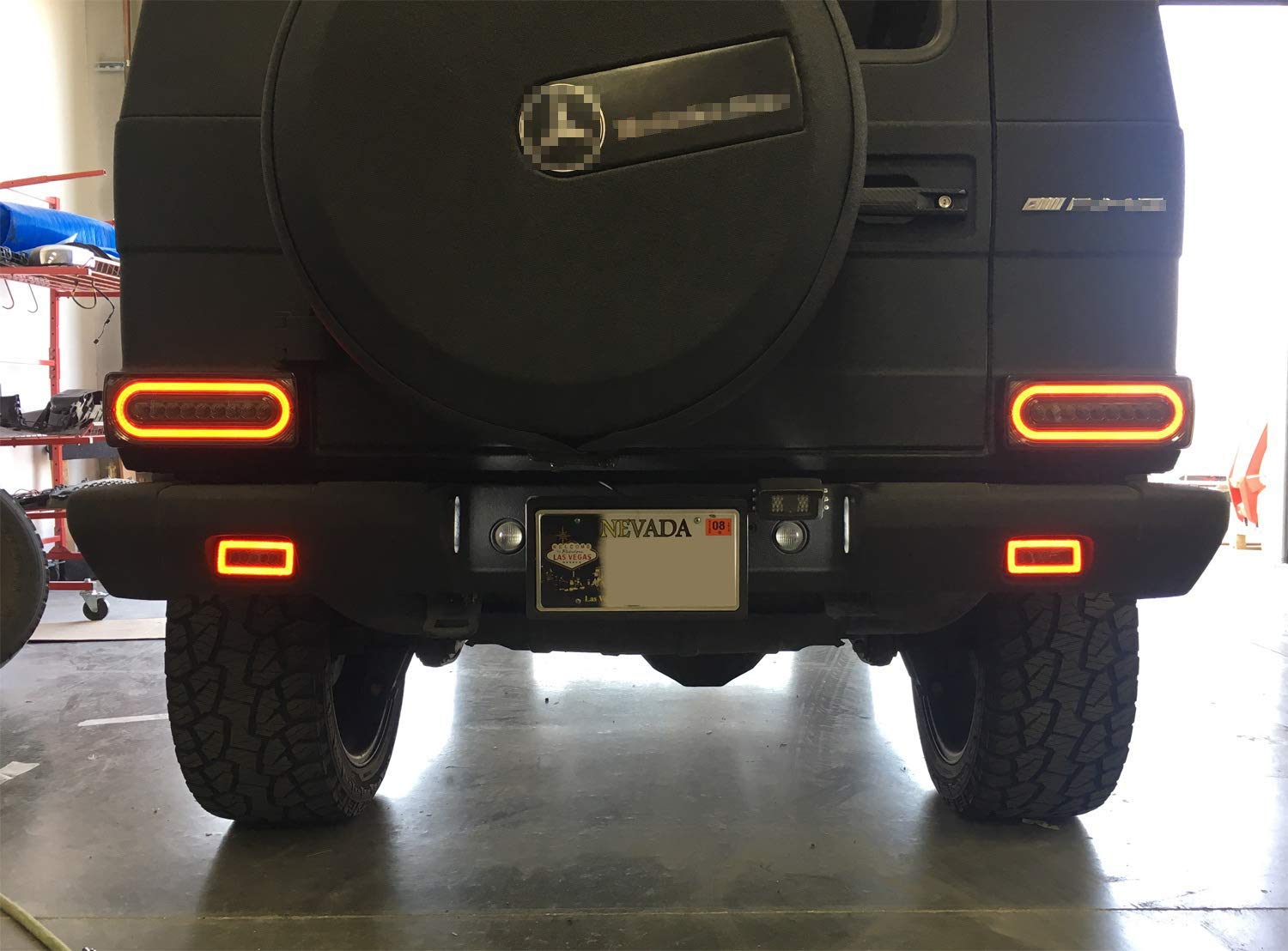 Ijdmtoy Smoked Lens 3-In-1 Led Rear Fog Backup Light Kit Compatible With 1986-2018 Mercedes Benz W463 G-Class G500 G550 G55 G63 Amg, Functions As Rear Fog Driving Brake & Reverse Lights