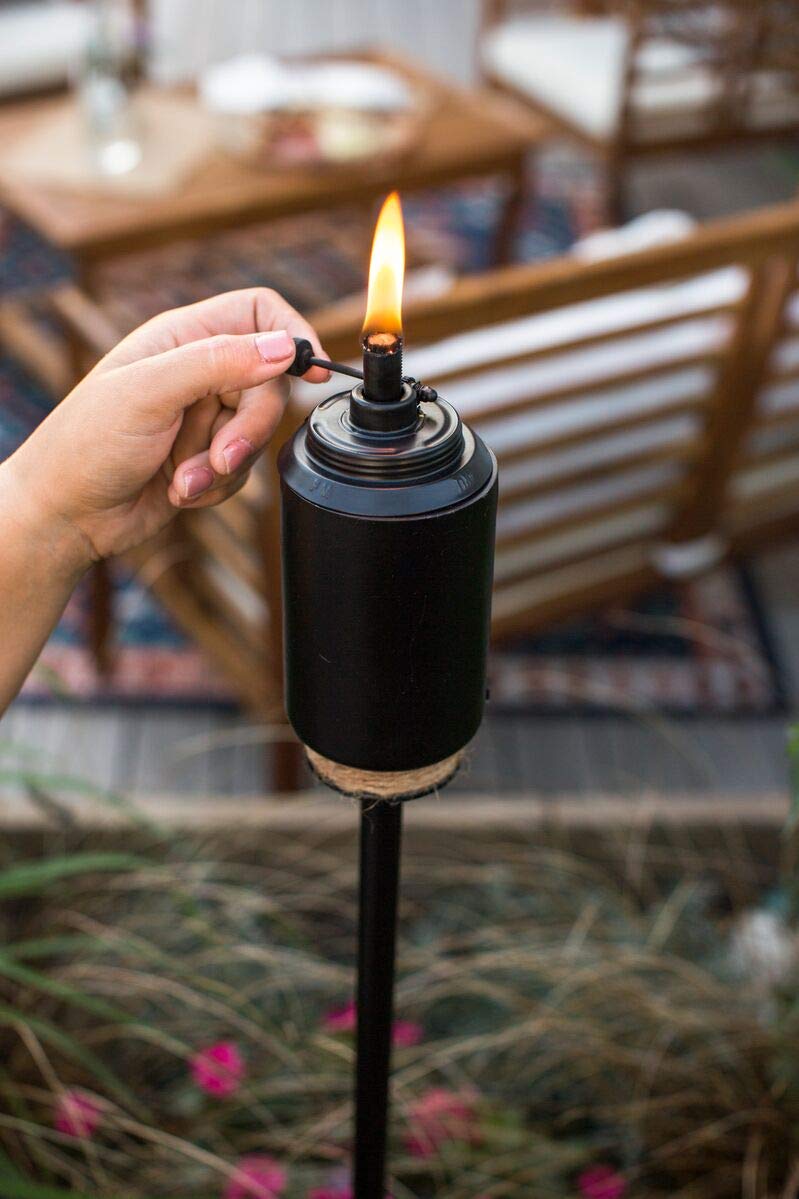 TIKI Adjustable Flame Torch, 65-Inch, Resin, Black, Model 1119014
