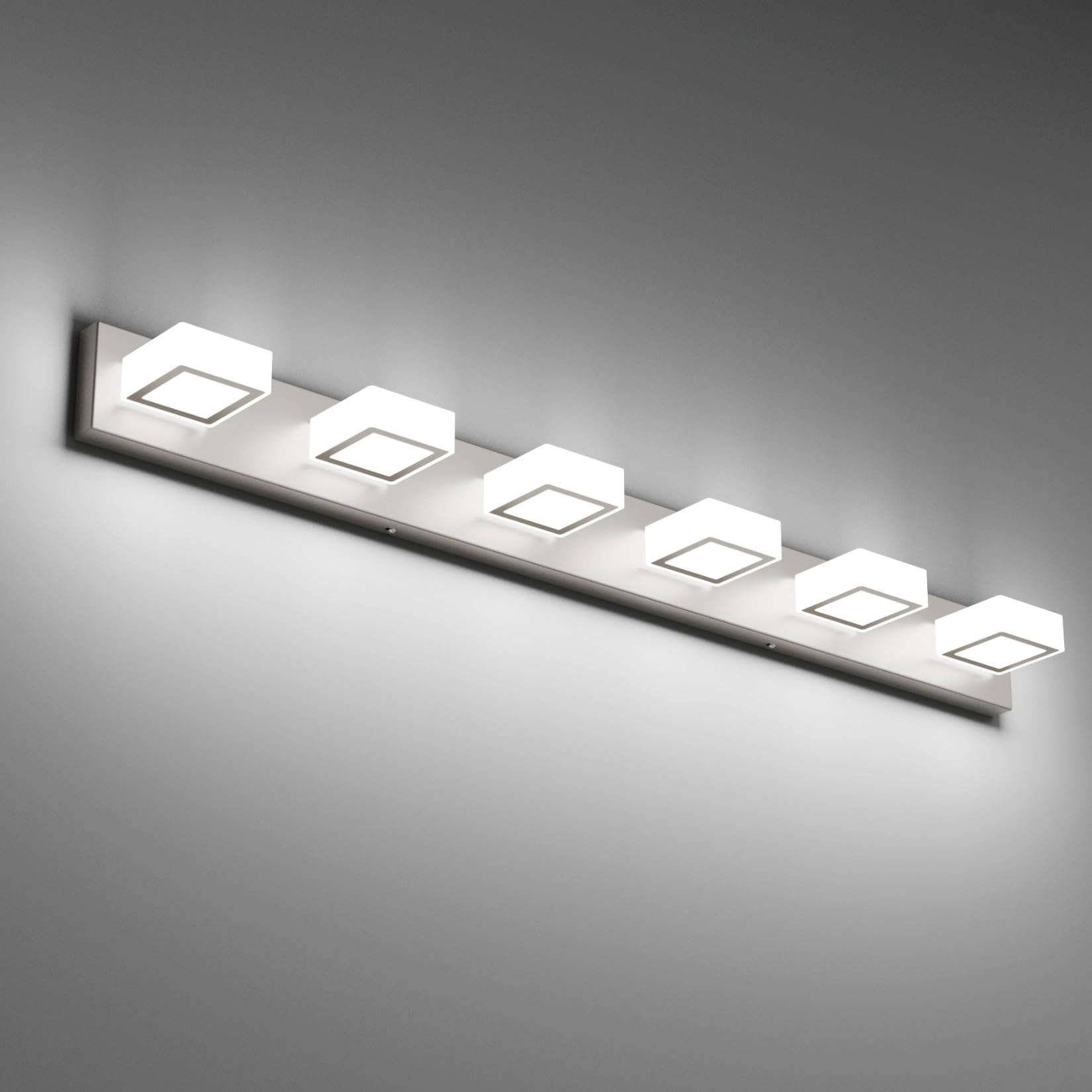 Ralbay Brushed Nickel Bathroom Vanity Lights 48inch Metal Acrylic LED Modern Bathroom Wall Lighting Fixtures Over Mirror Brushed Nickel (White Light 6000K  Non-dimmable)