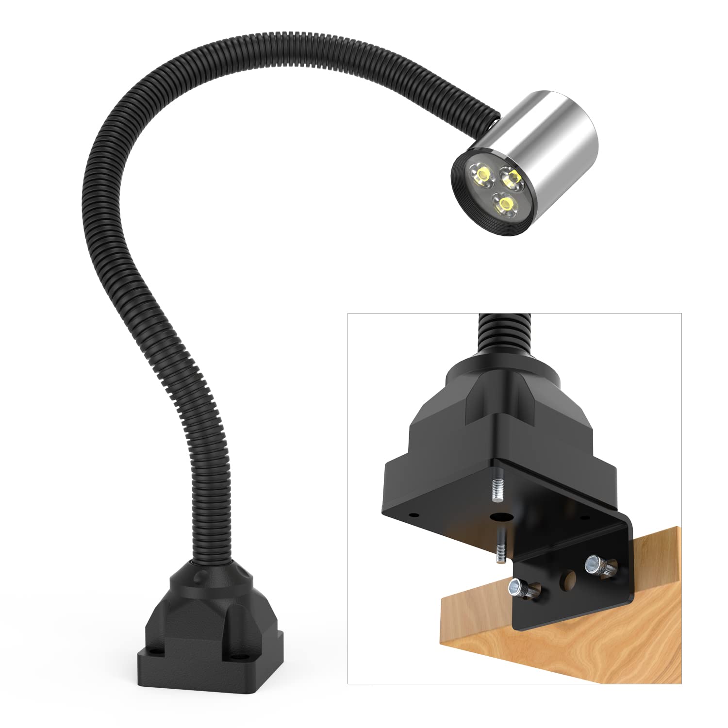 Led Machine Work Light, IP65 Water Proof Flexible Gooseneck Lamp 900 Lumens 120 Volt for Lathe Milling Drill Press Industrial Li