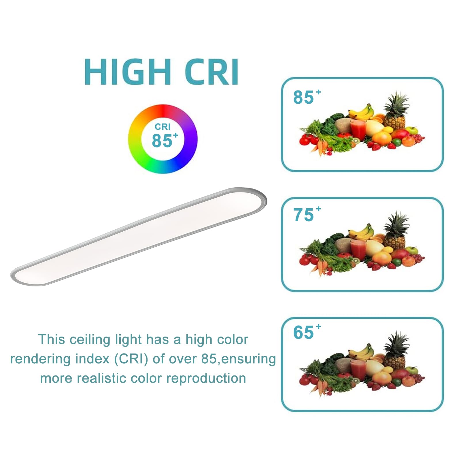 Ganeed 4Ft Led Flush Mount Ceiling Light, 51W Dimmable Modern Linear Kitchen Ceiling Lamp, High Brightness Low Profile Long Ceil