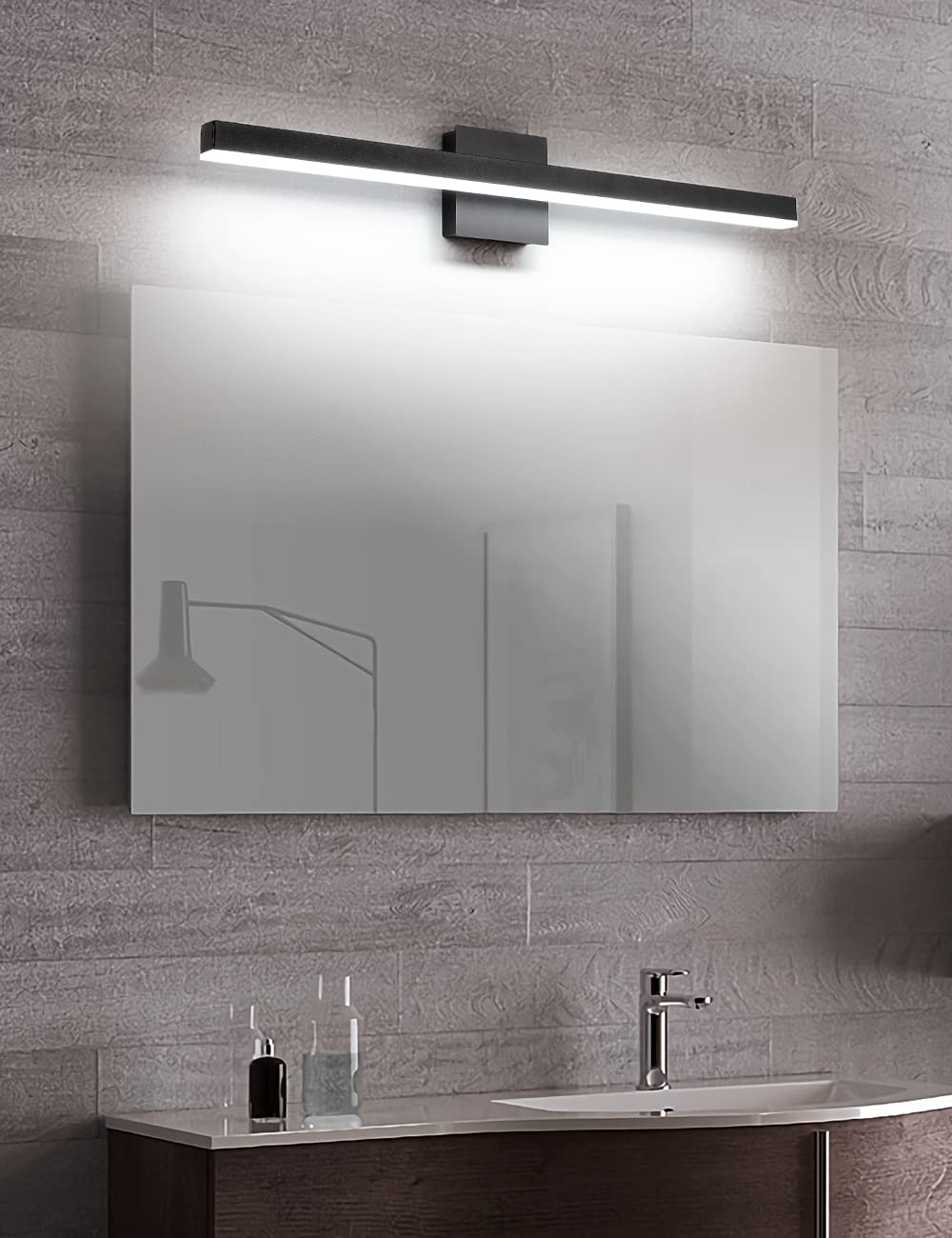 Joossnwell Modern Vanity Light Fixtures Matte Black Aluminum Bar Lighting For Bathroom Lights Over Mirror 31.5'' Inch Led Wall L
