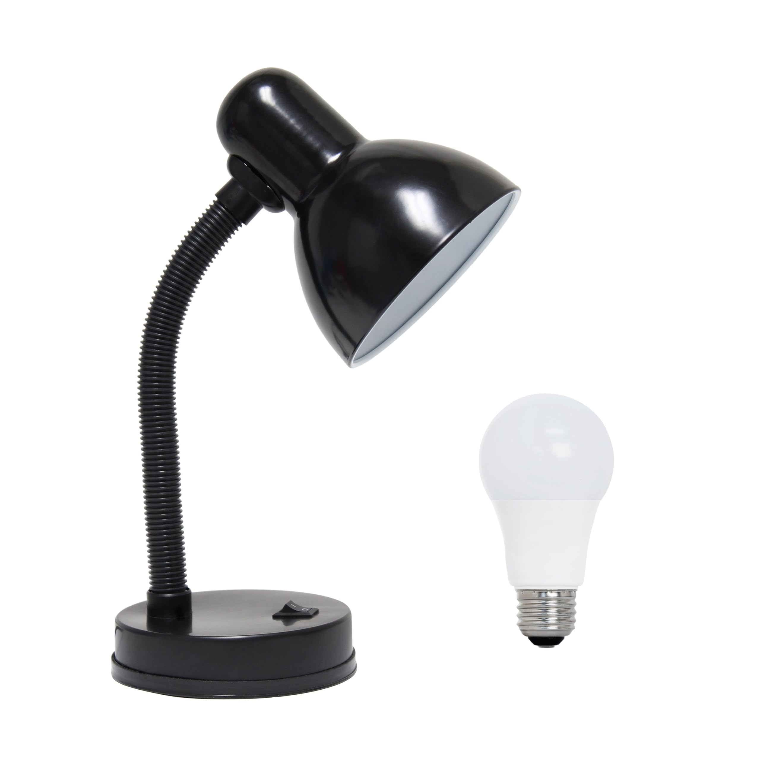 Simple Designs Ld1003-Blk-Lb 14.25'' Basic Metal Desk Lamp With Flexible Hose Neck For Office, Living Room, Bedroom, College Dor