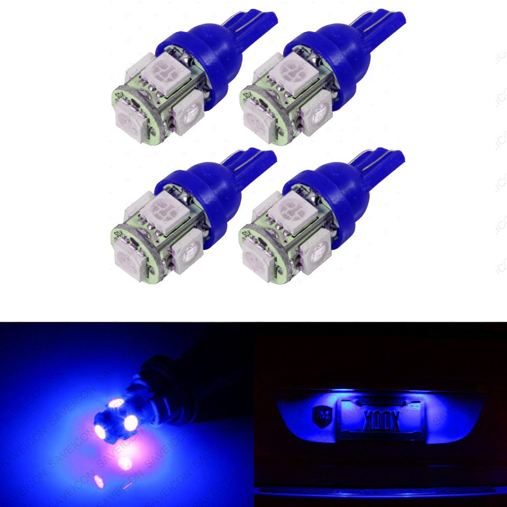 SAWE LED License Plate Dome Map Lights Bulbs, 4-Pack, 5-SMD, Blue