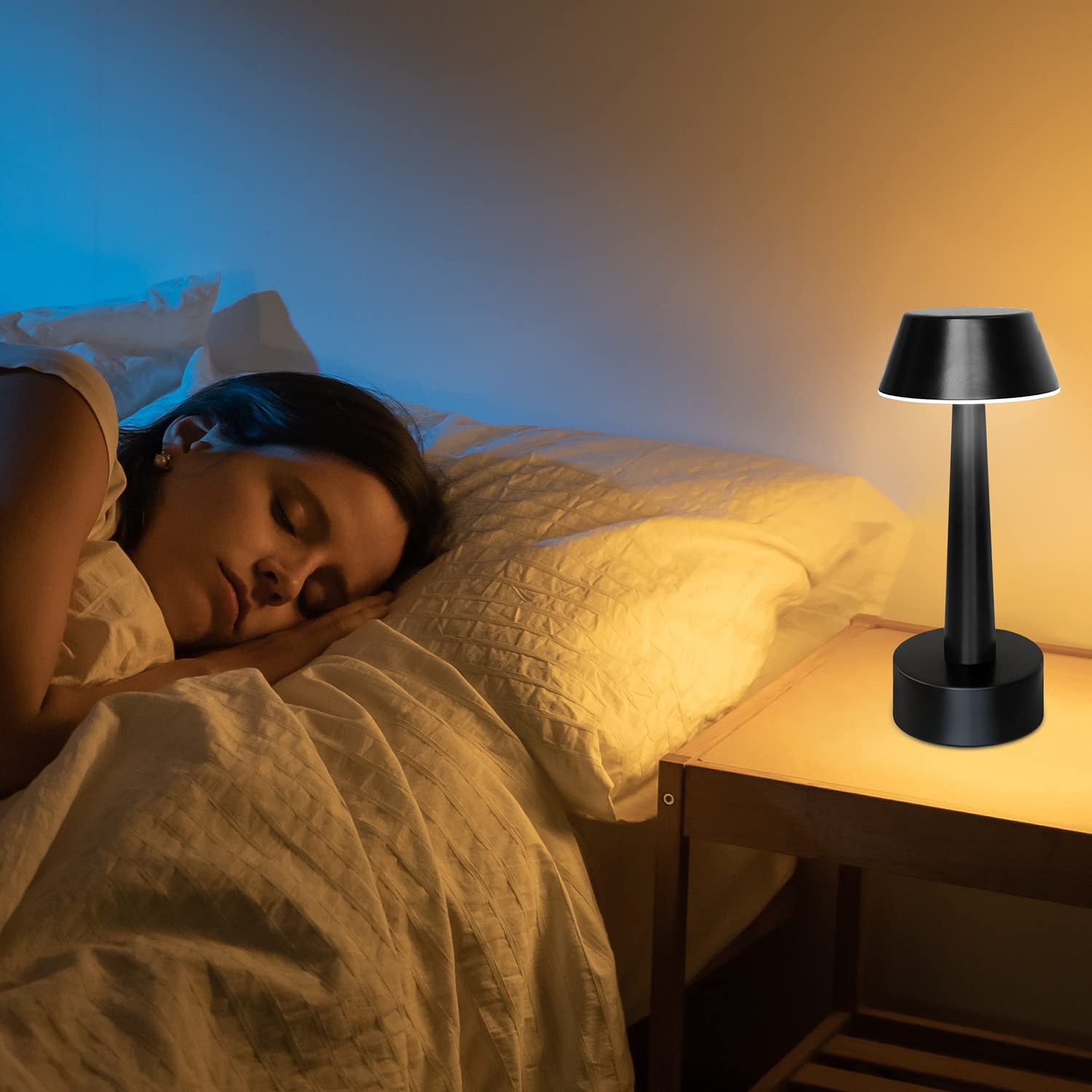 Egobasic Rechargeable Cordless Small Table Lamp Portable Battery Operated Touch 3 Way Dimmable Metal Bedside Night Light Lamps F
