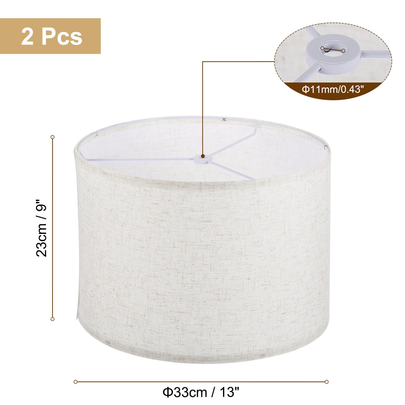 Patikil Drum Lamp Shades Set Of 2, 13"X13"X9" Linen Round Lamp Shade For Table Lamps Easy Assembly Lampshade For Table Lamps Floor Lamps Bedside, Beige