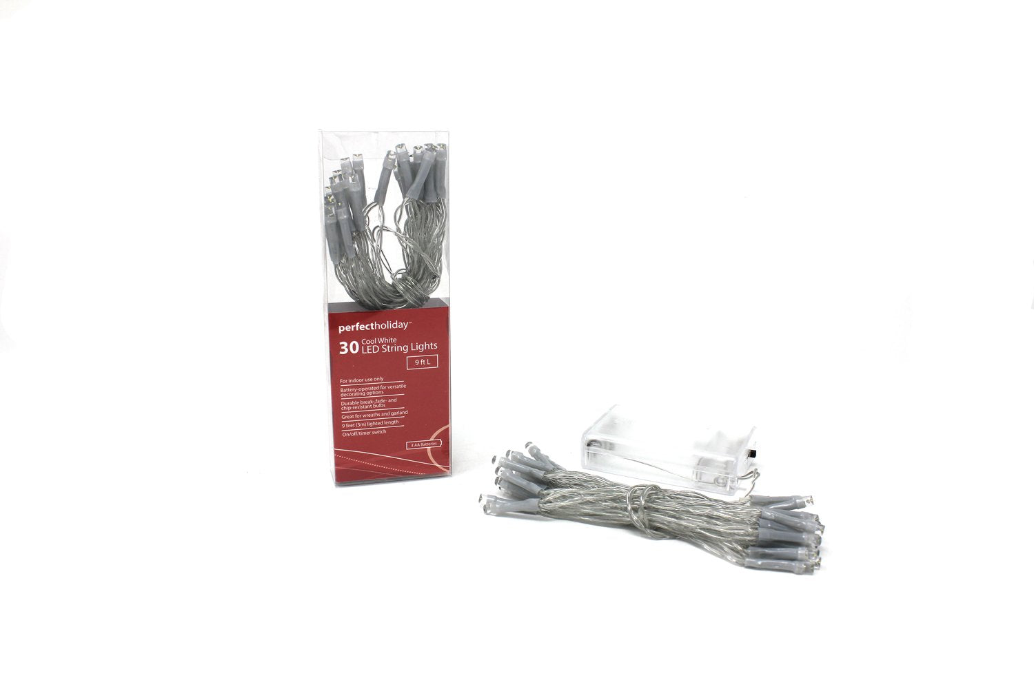 The Perfect 600086 30 LED String Light Battery Operated with Timer  White