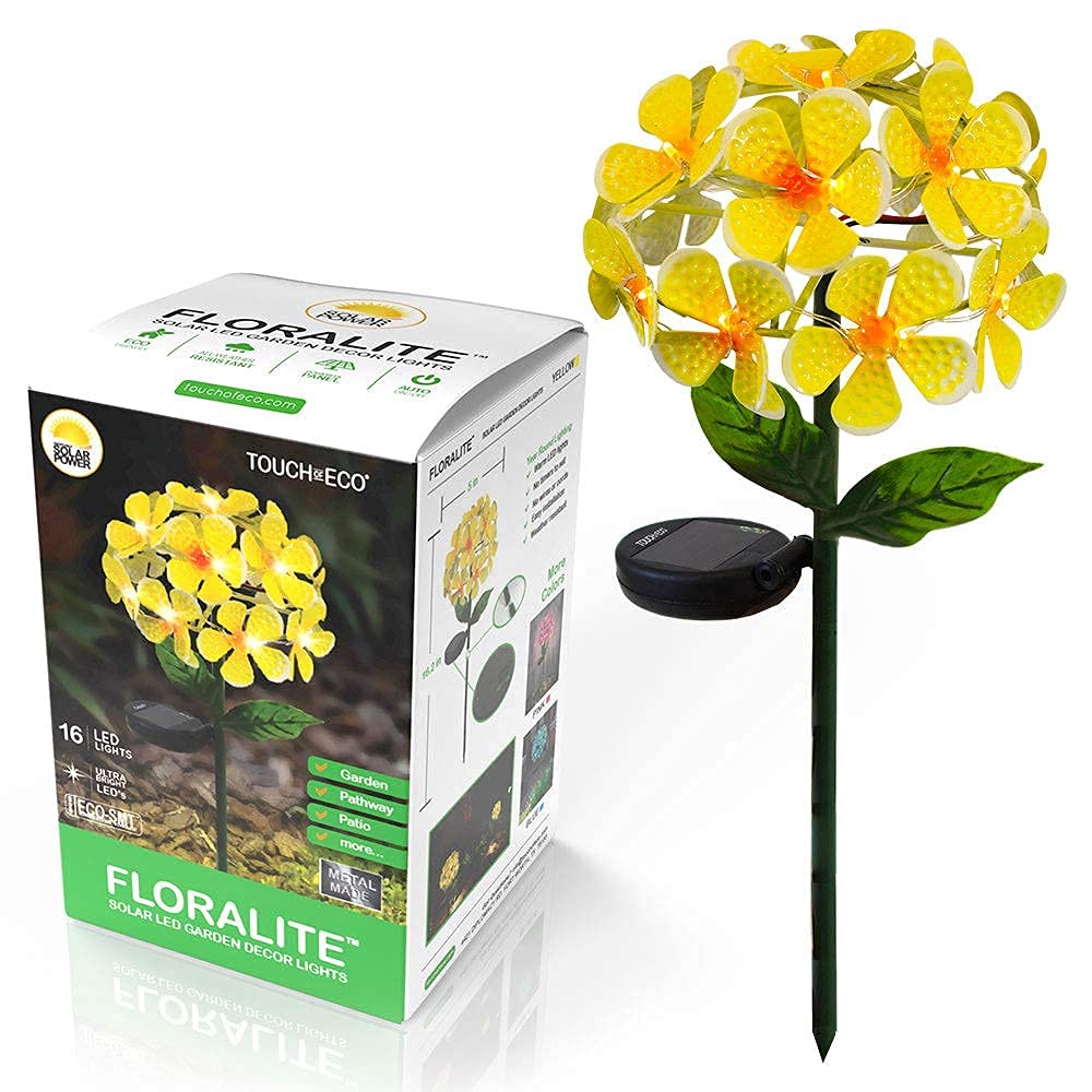 Touch Of Eco Solar Led Metal Flower Stake Light - Perfect For Your Garden, Patio, Walkway, Or Outdoor Living Area - Includes 1 F