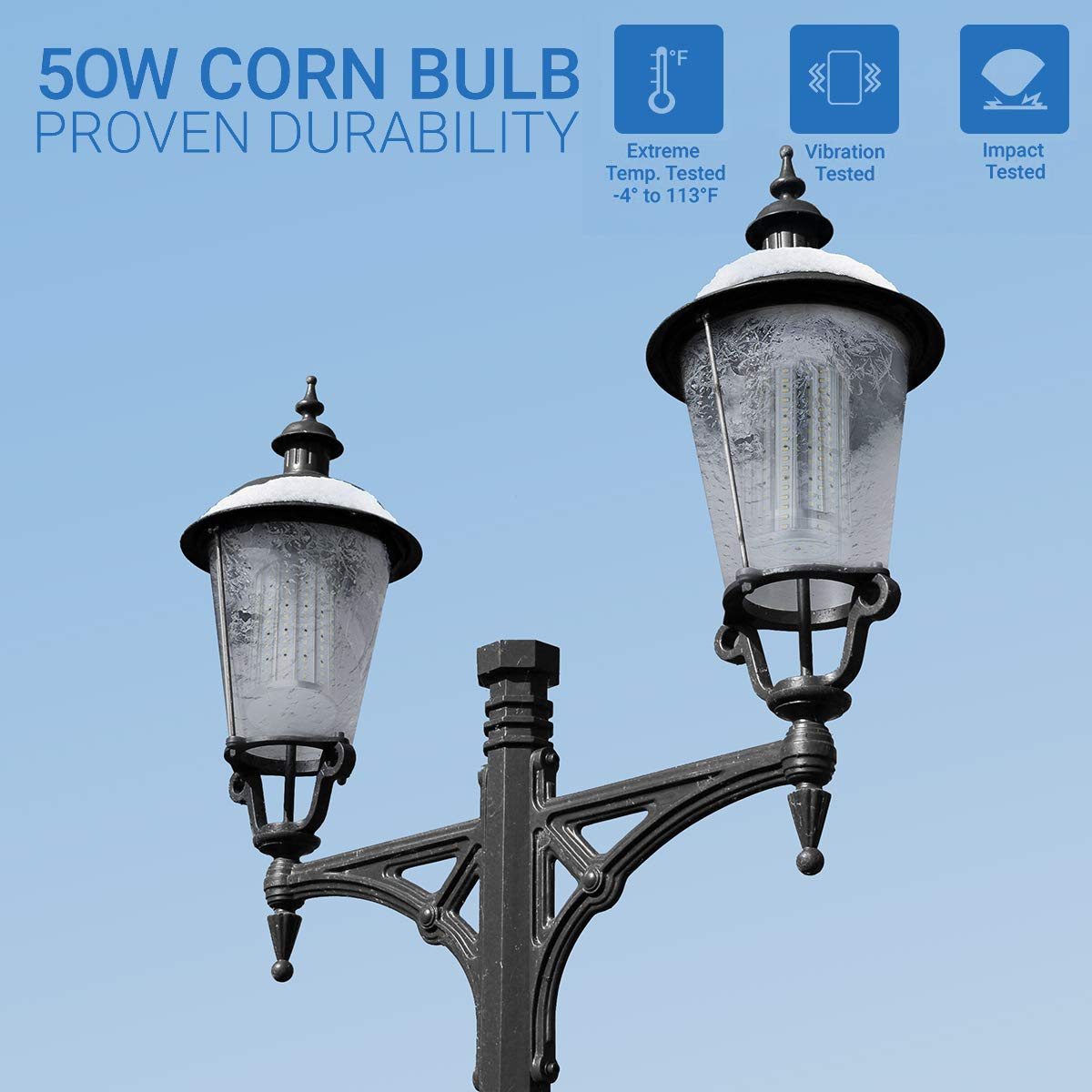 Led Corn Light Bulb 500W Equivalent 5000 Lumen 6500K 50W Large Area Cool Daylight White E26/E27 Medium Base Corn Bulb For Outdoo