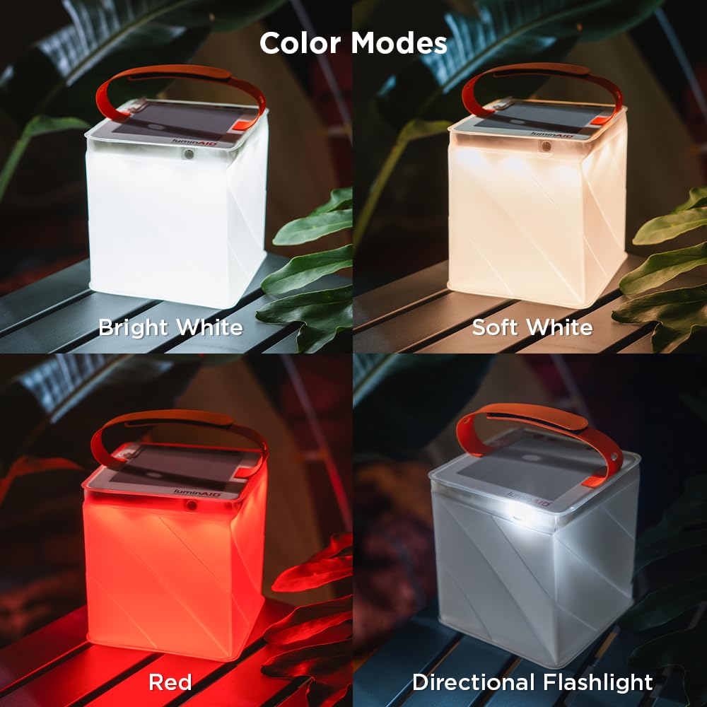 LuminAID Survivor Solar Lantern - Inflatable LED Light with Dual Phone Charger - Emergency Camping Light - Model 0196-0350 - White