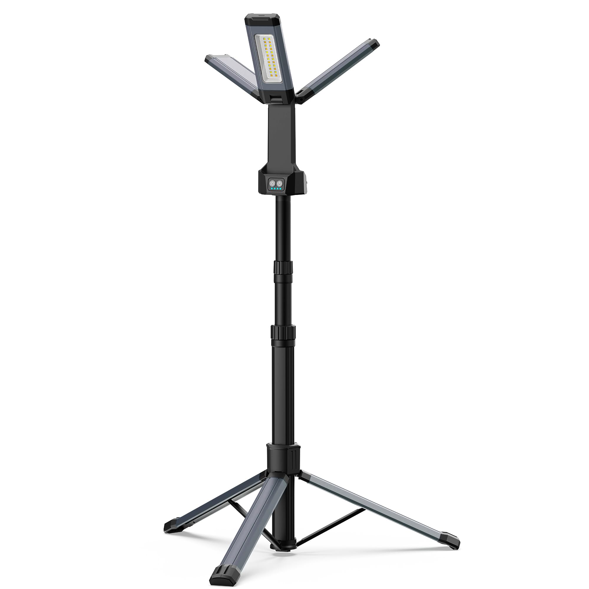 Rechargeable LED Work Light with Stand, 67 Tall Portable Cordless Work Light, 8AH Battery, 500/1500/2500 Lumen, 4000/6500K Dimma
