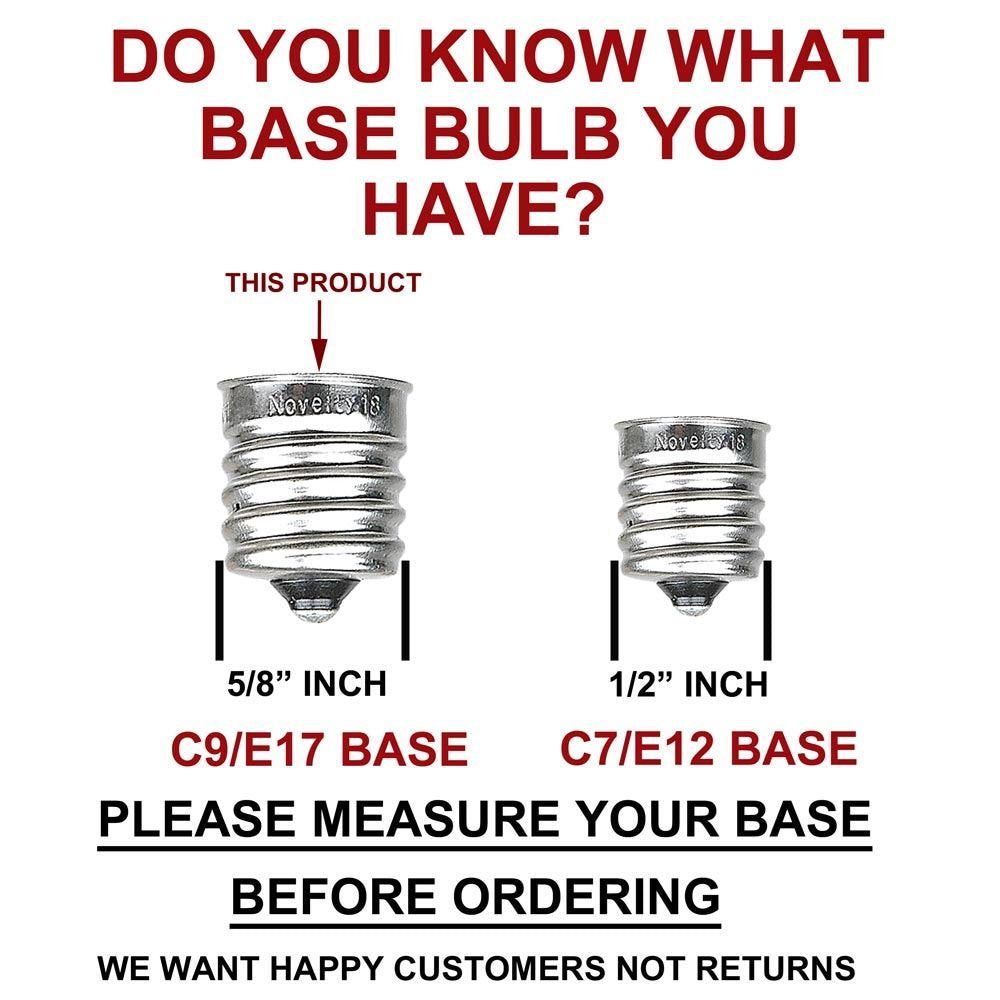 Novelty Lights 25 Pack C9 Ceramic Outdoor Christmas Replacement Bulbs, Green, E17/C9 Intermediate Base, 7 Watt