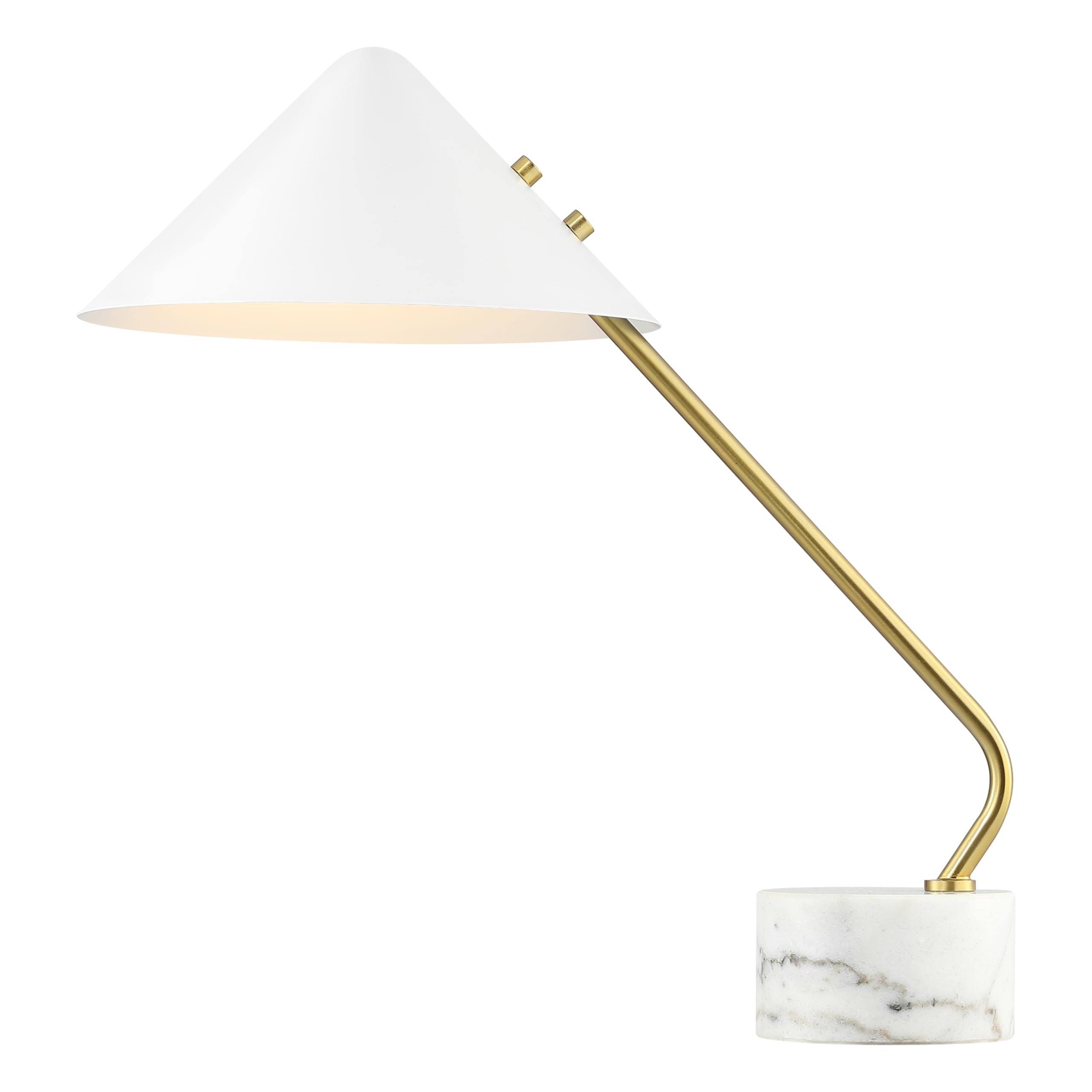 SAFAVIEH Lighting Collection Shields White/Brass 21-inch Table Lamp (LED Bulb Included)