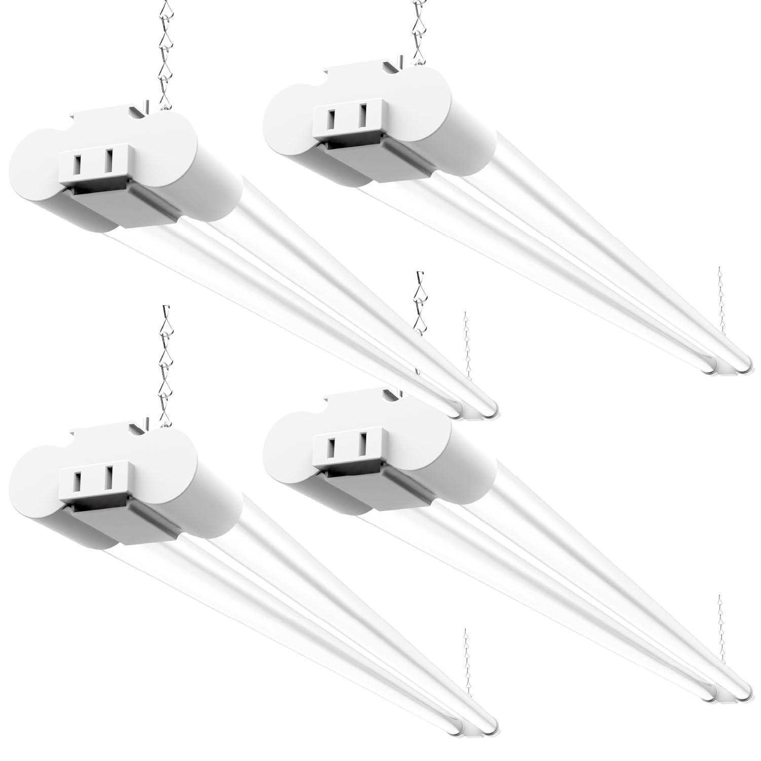 Sunco Lighting 4FT LED Shop Lights, 4500 LM, Linkable, 40W, Matte White, Model SH_F-40W-4K-4PK, Surface/Susp