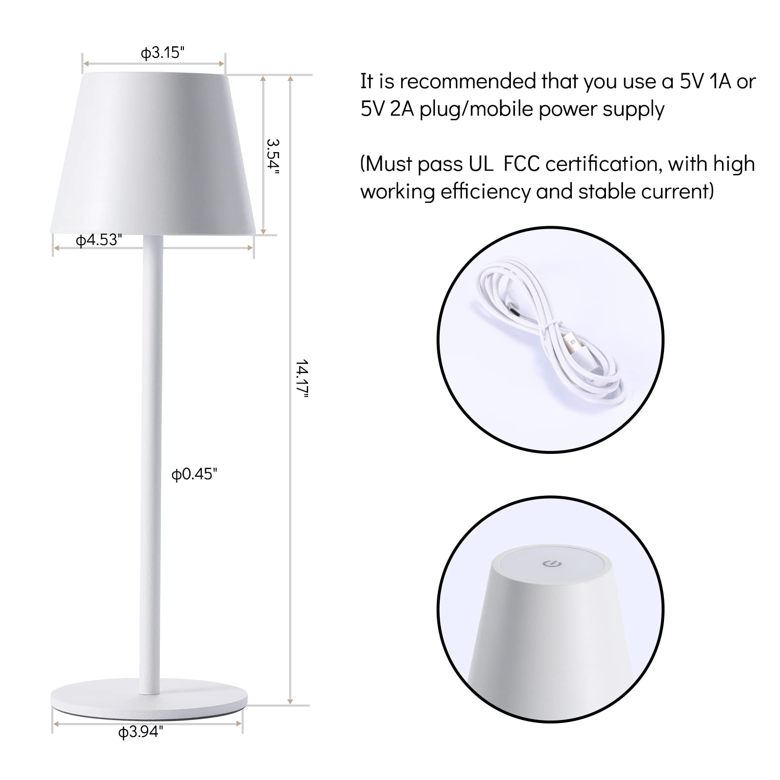 Maksone 2 Pack Led Cordless Table Lamp  6600Mwh Rechargeable Battery Desk Lamp  3000K Stepless Dimming Night Light  Ip54 Waterproof Metal Outdoor Portable Lamp For Camping  Restaurant (White)