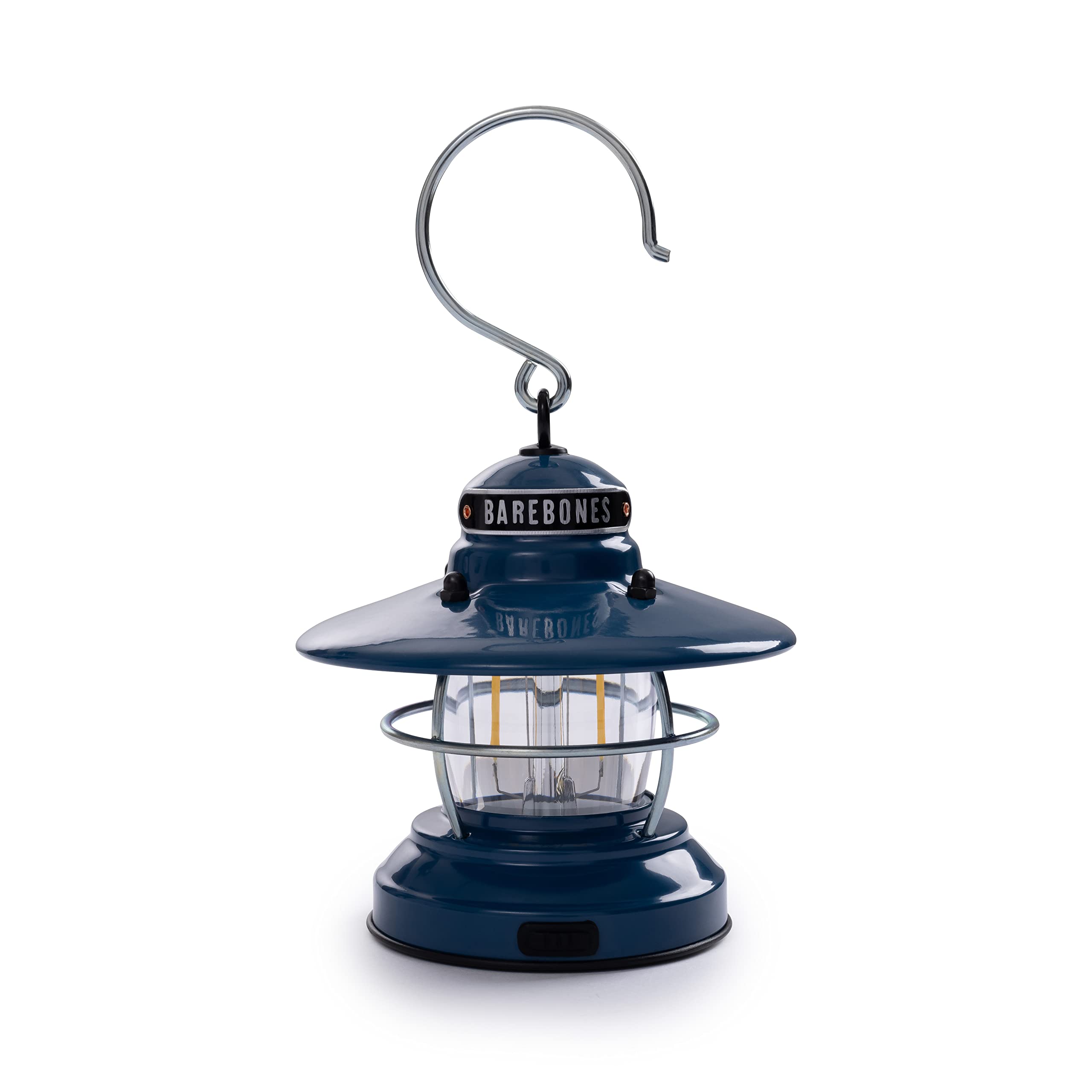Barebones Edison Mini Lantern - Slate Gray, Vintage LED Camping Lantern with Adjustable Brightness - Compact Weatherproof Outdoo