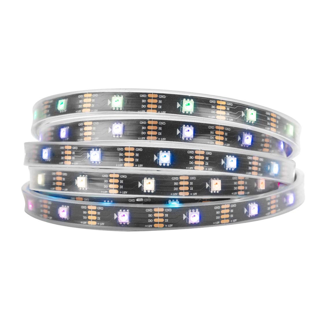 BTF-LIGHTING WS2815 RGB LED Strip Light 16.4ft 150 Pixels Black PCB IP67 Waterproof
