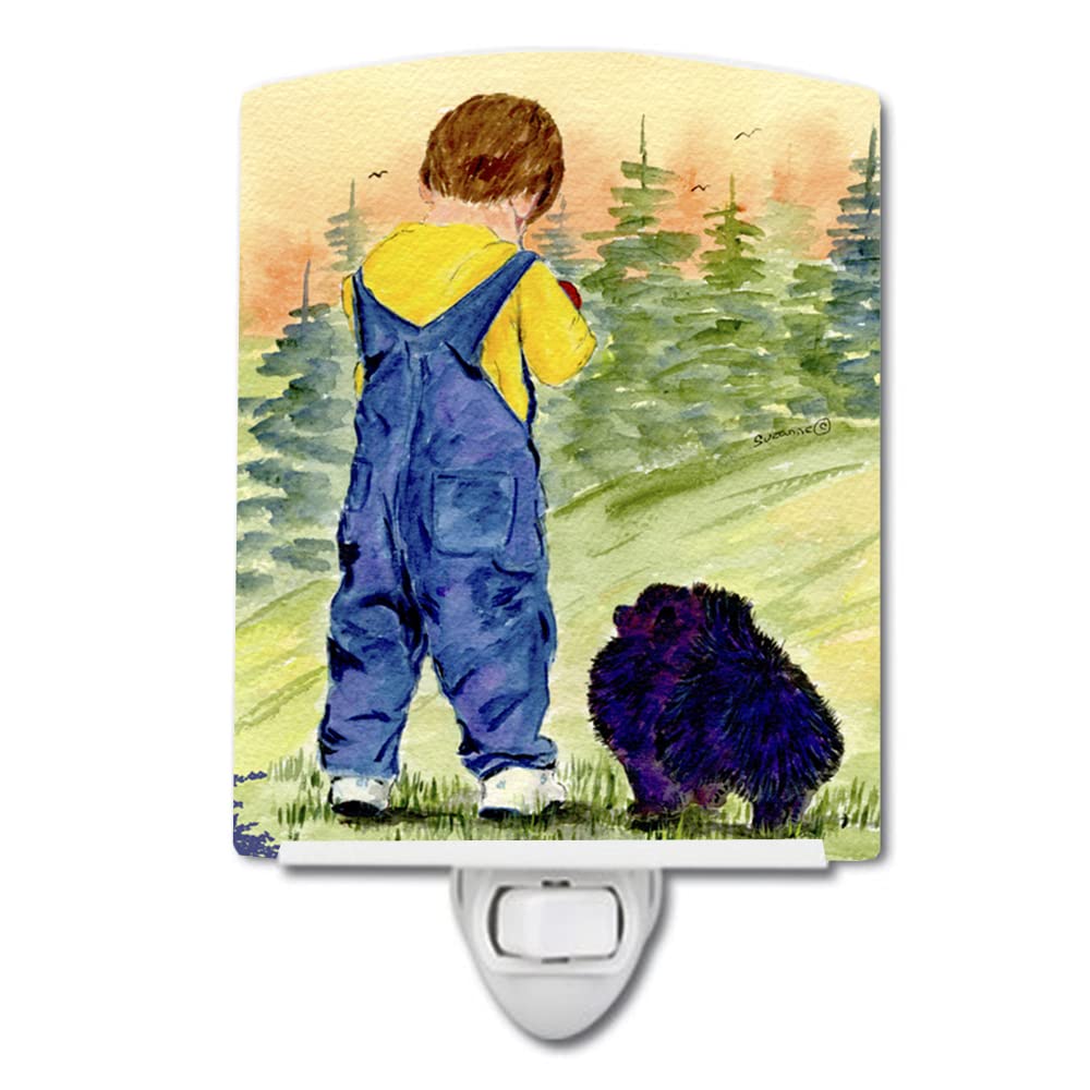 Carolines Treasures Ceramic Night Light, Little Boy with Pomeranian, 6x4x3, UL-Certified, Multicolor, Model SS8544CNL