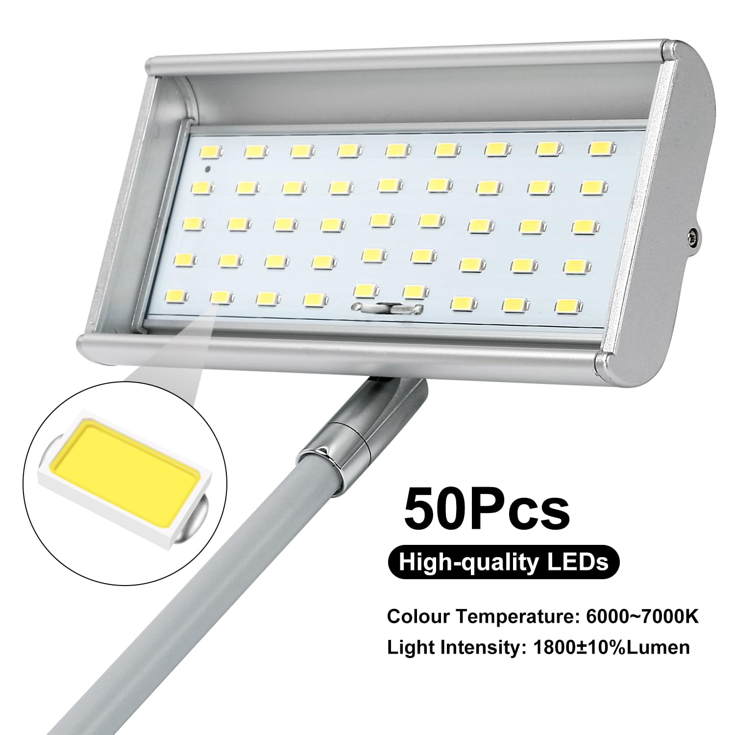 SUNLITOPTO LED Trade Show Lights with Clamps, Mounting Brackets, Power Cables, Gray, Model 20540421BK, Standard Size, Connectable