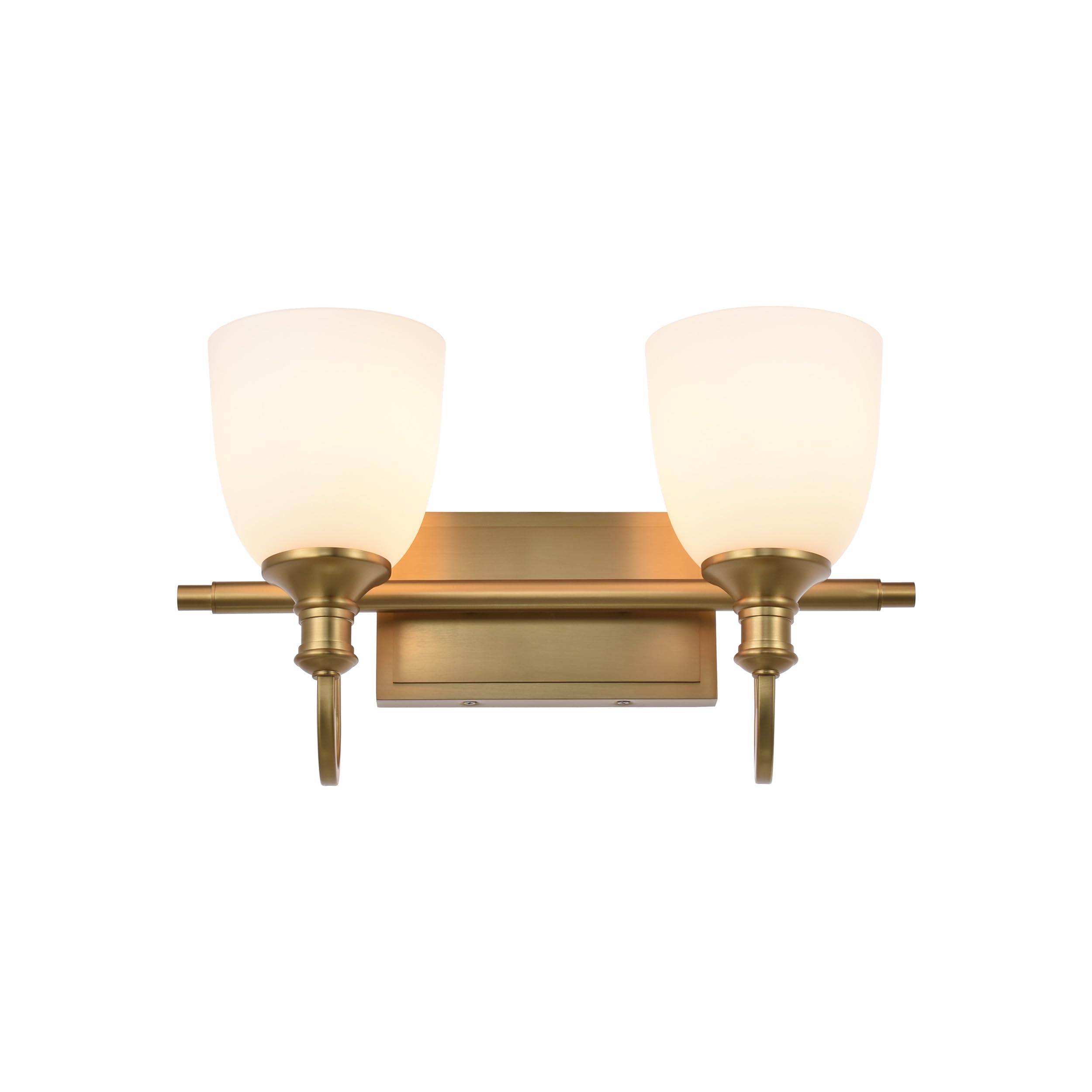 Hanaloa Vintage Aged Brass 2-Light Bathroom Vanity Light Fixture with Opal Glass Shade, Model VA0049-2-AGB