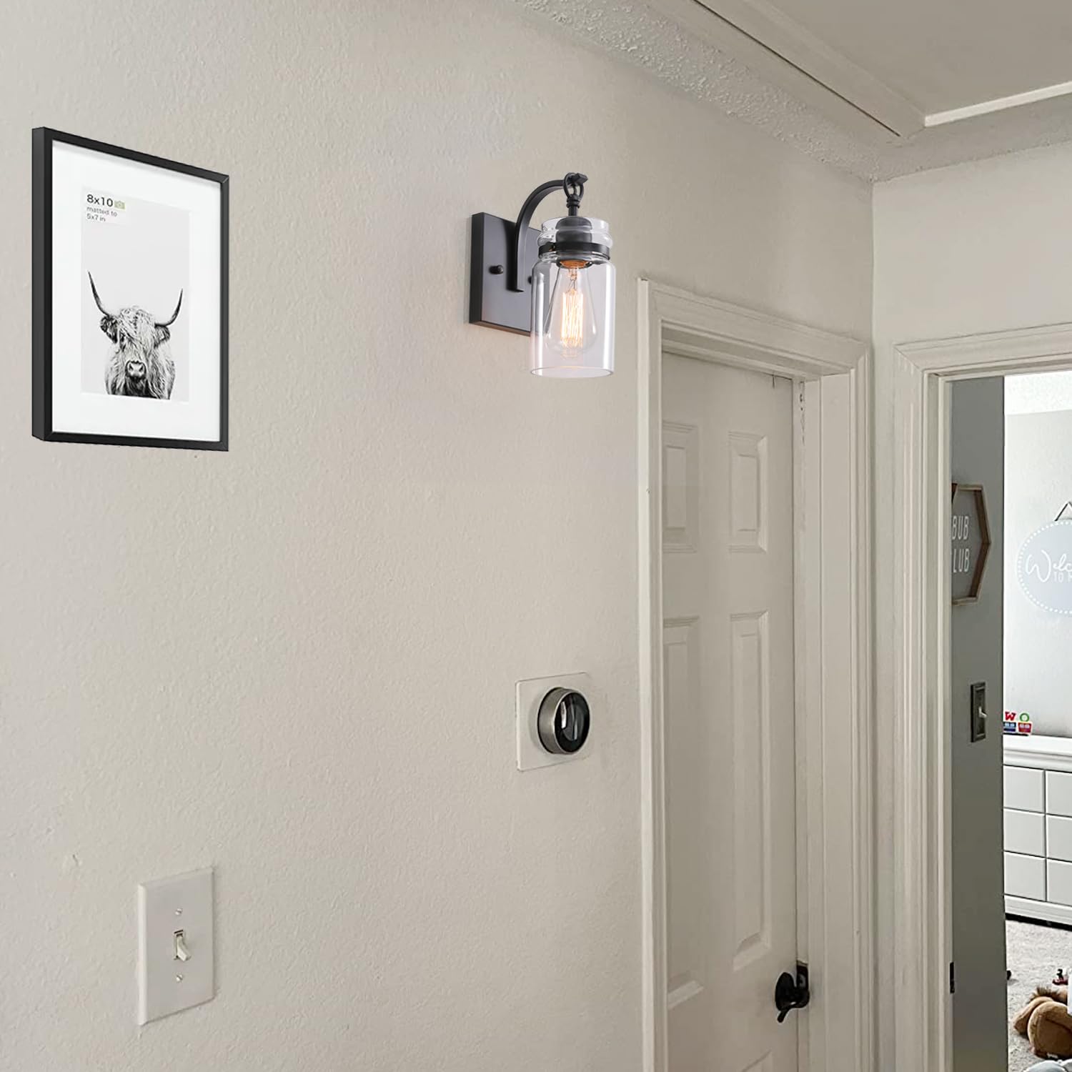 Winsmart Black Wall Sconces Set Of Two, Black Sconces Wall Lighting Fixtures With Clear Glass Indoor 1-Light Bathroom Wall Sconc