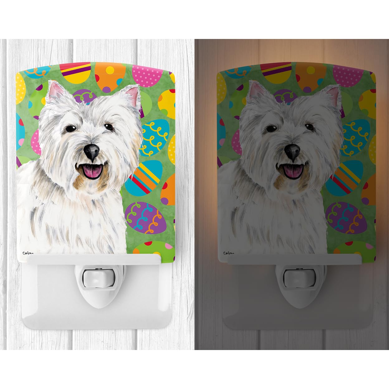 Carolines Treasures Ceramic Night Light, SC9450CNL, Easter Westie Design, 6x4x3in, Multicolor